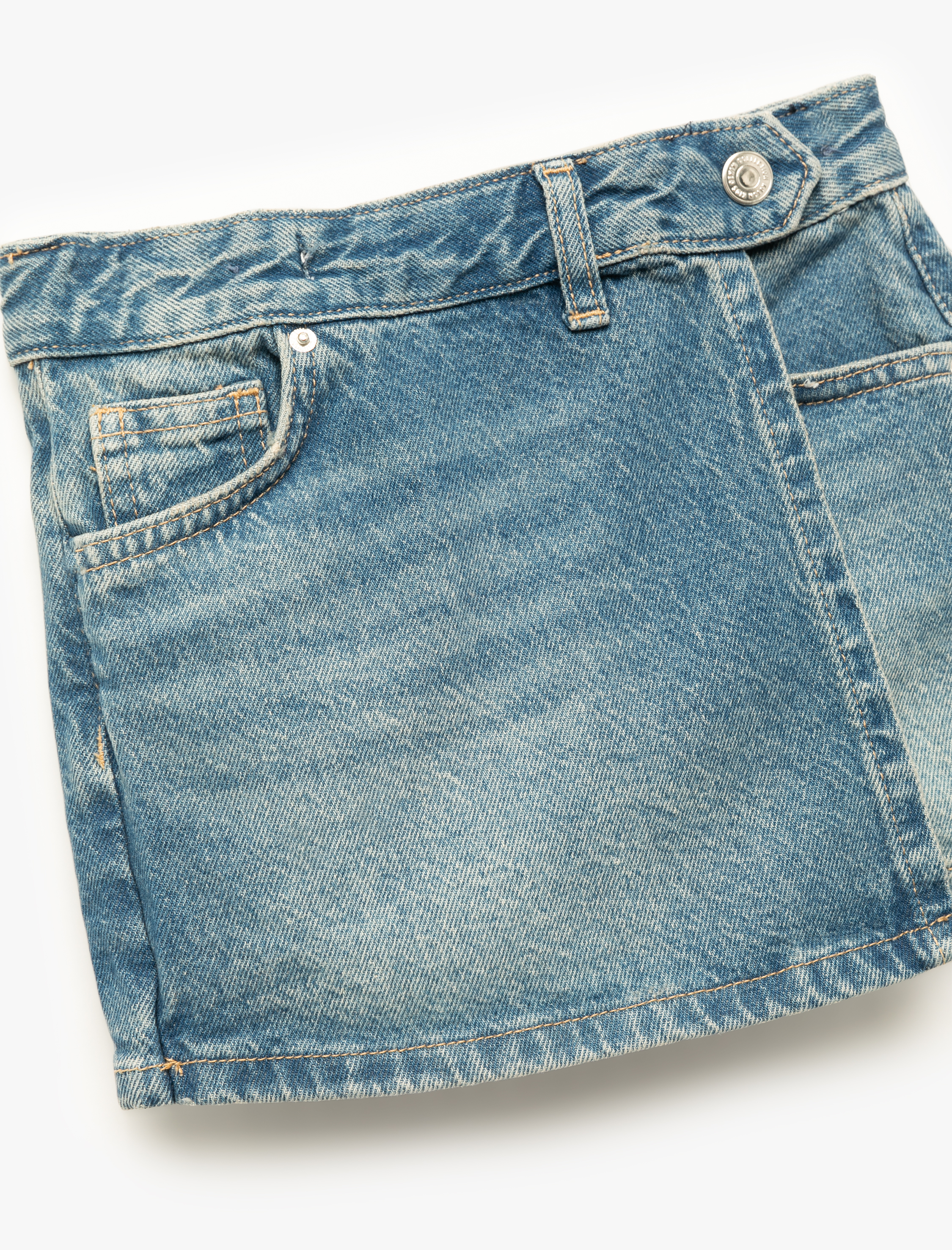  Kız Çocuk Cep Detaylı Pamuklu Denim Şort Etek