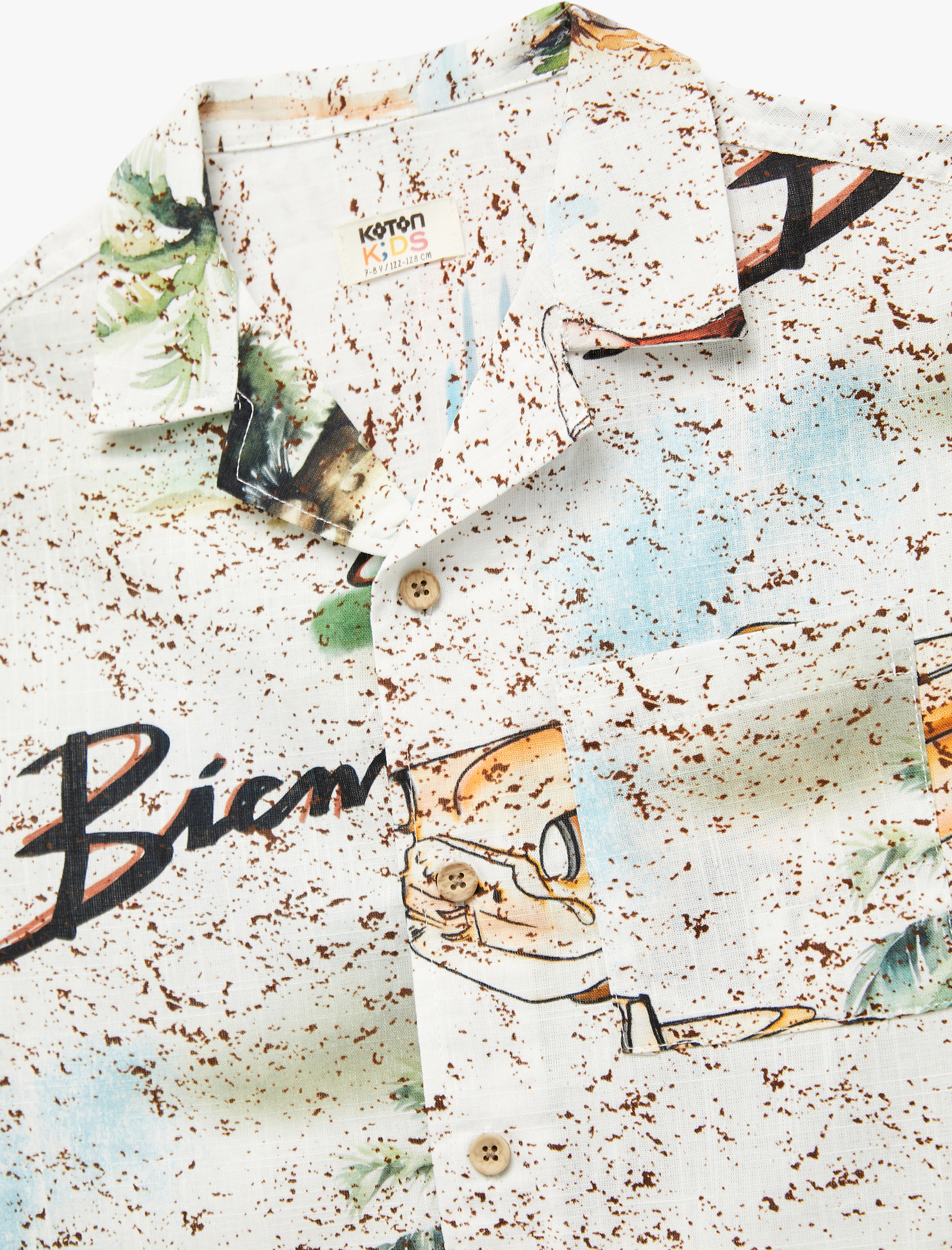  Erkek Çocuk Pamuklu Araba Desenli Tek Cepli Kısa Kollu Gömlek