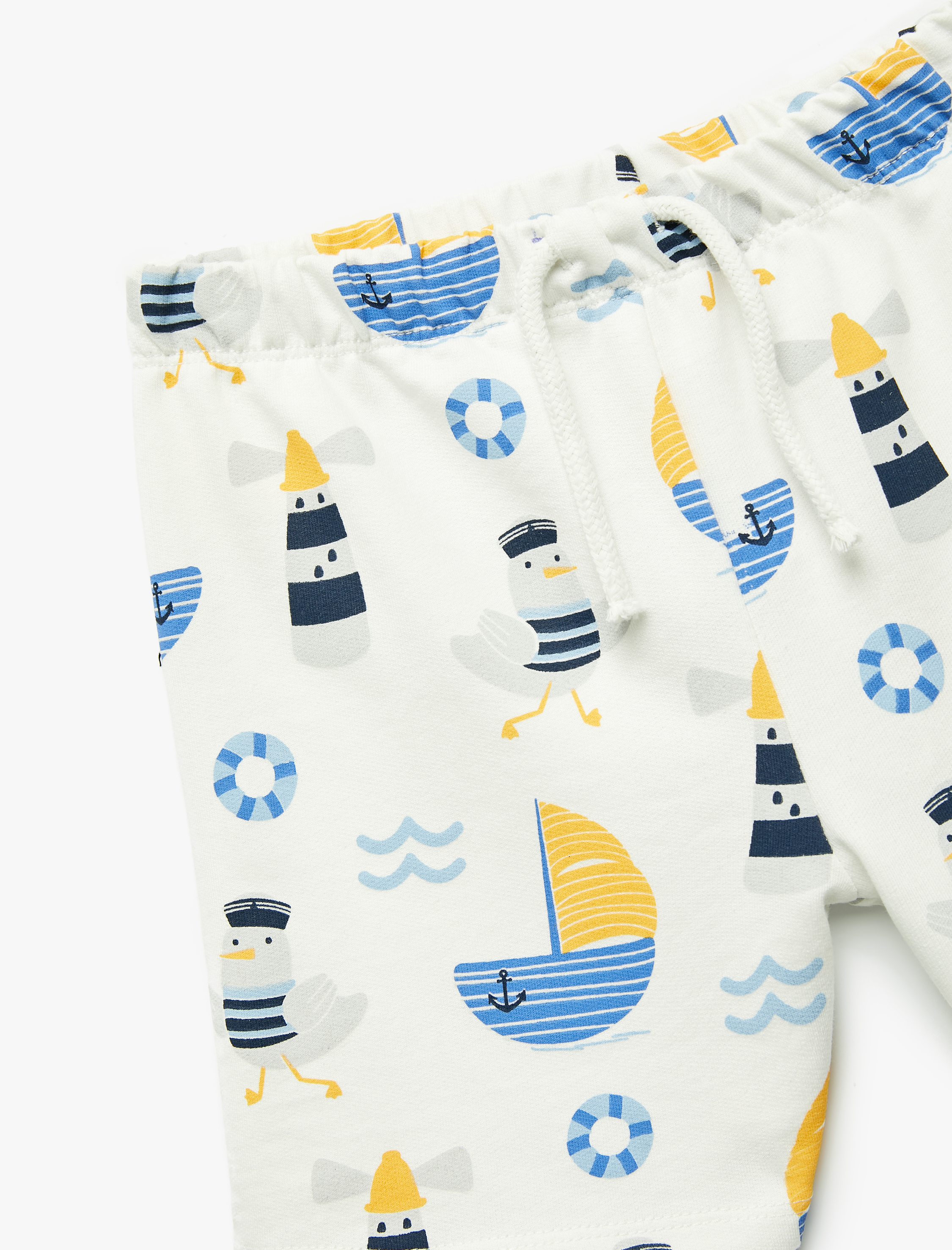  Erkek Bebek Pamuklu Baskılı Beli Bağcıklı Şort