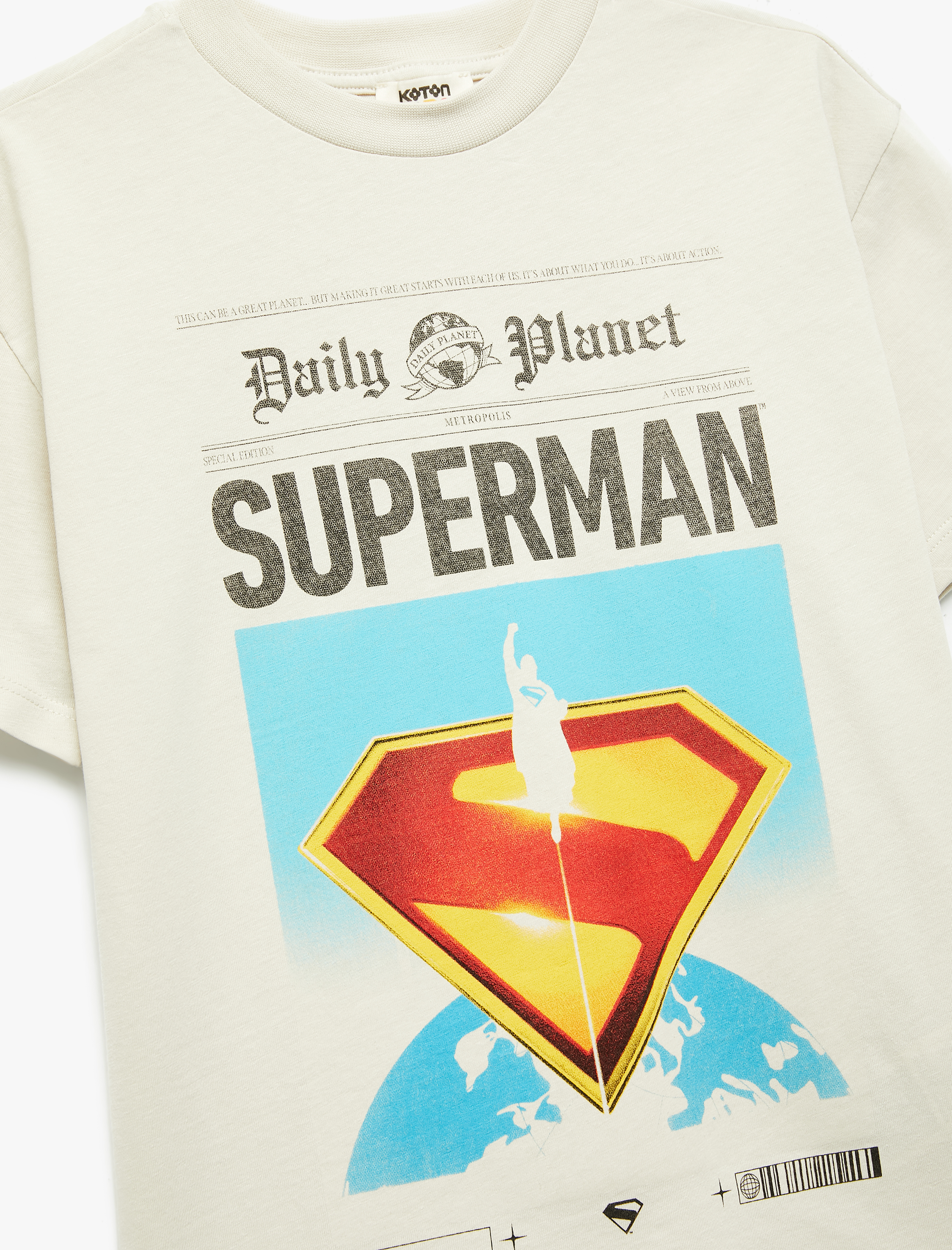  Erkek Çocuk Lisanslı Superman Baskılı Kısa Kollu Bisiklet Yaka Tişört