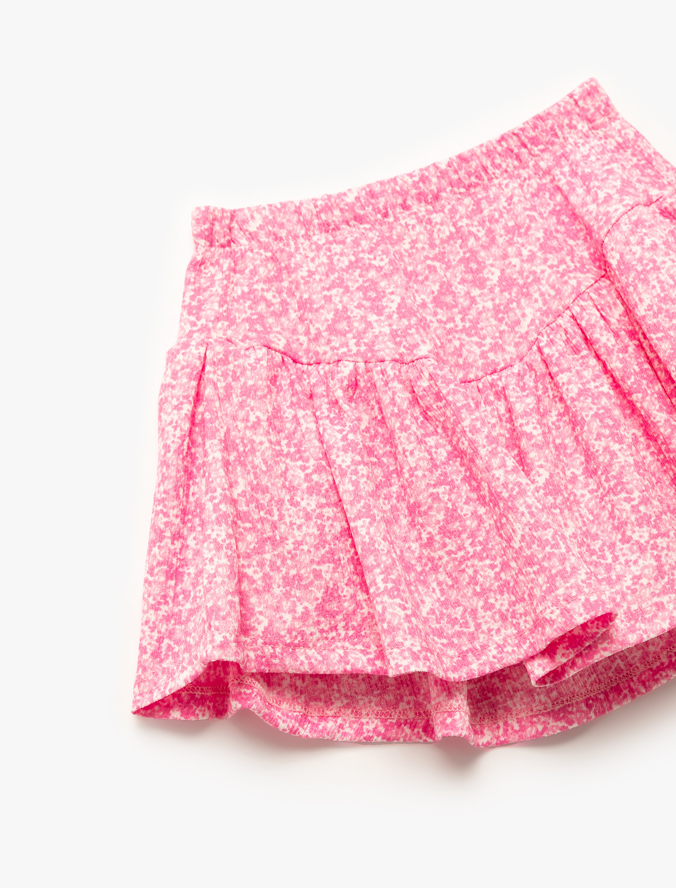  Kız Çocuk Beli Lastikli Desenli Şort Etek