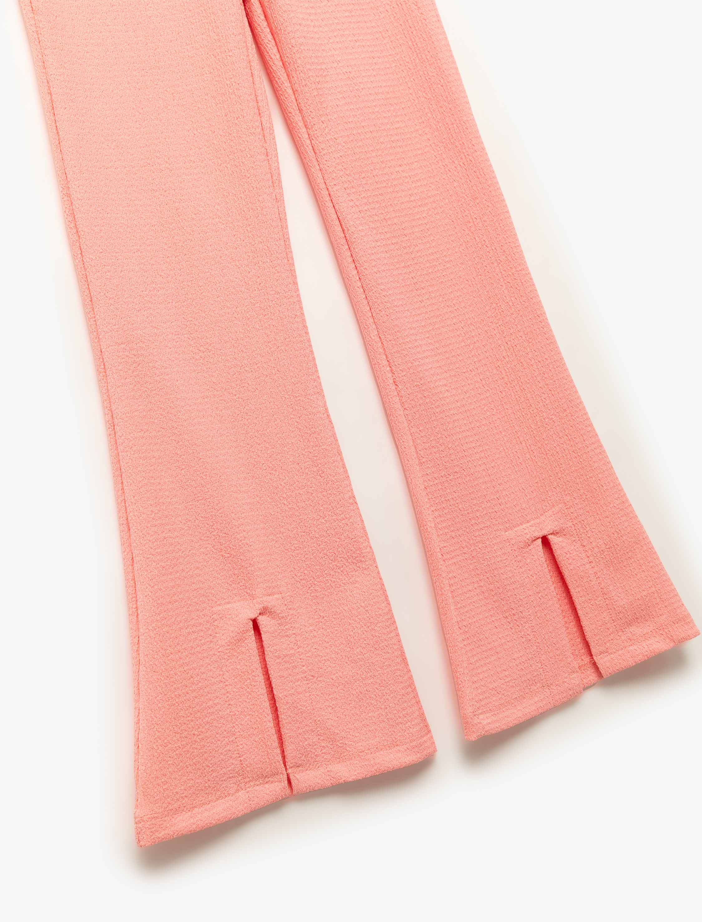  Kız Çocuk Beli Lastikli Yırtmaç Detaylı Bürümcük Kumaş İspanyol Paça Pantolon