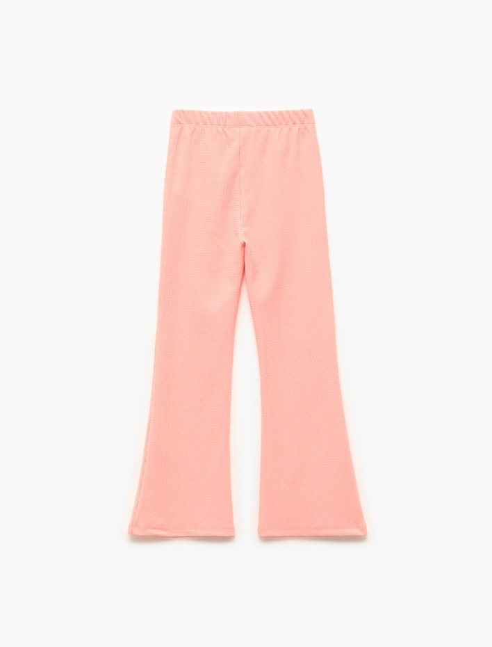 Kız Çocuk Beli Lastikli Yırtmaç Detaylı Bürümcük Kumaş İspanyol Paça Pantolon