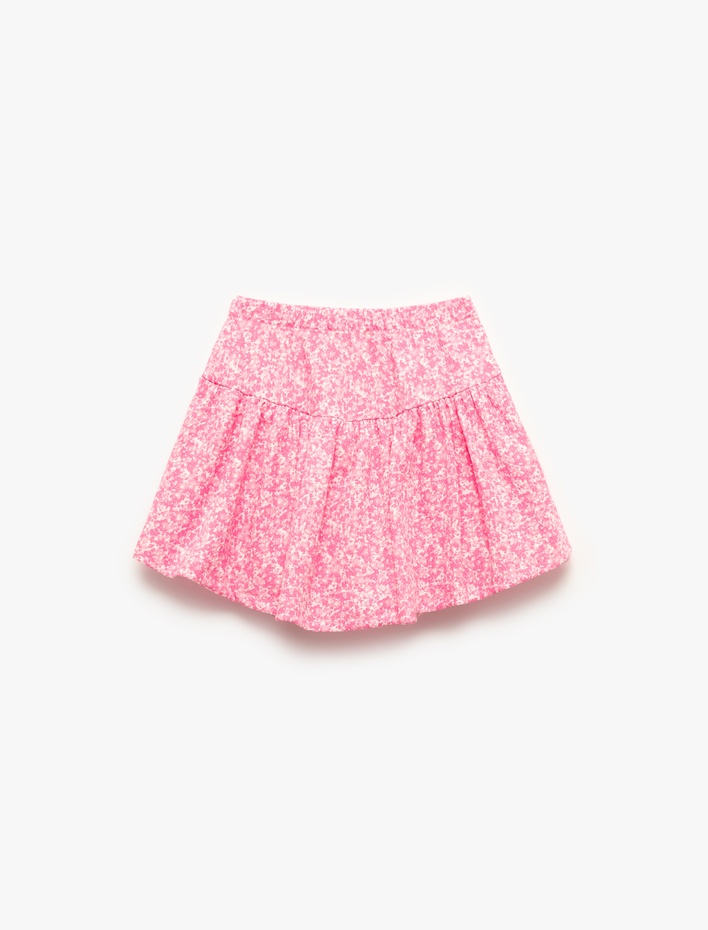 Kız Çocuk Beli Lastikli Desenli Şort Etek