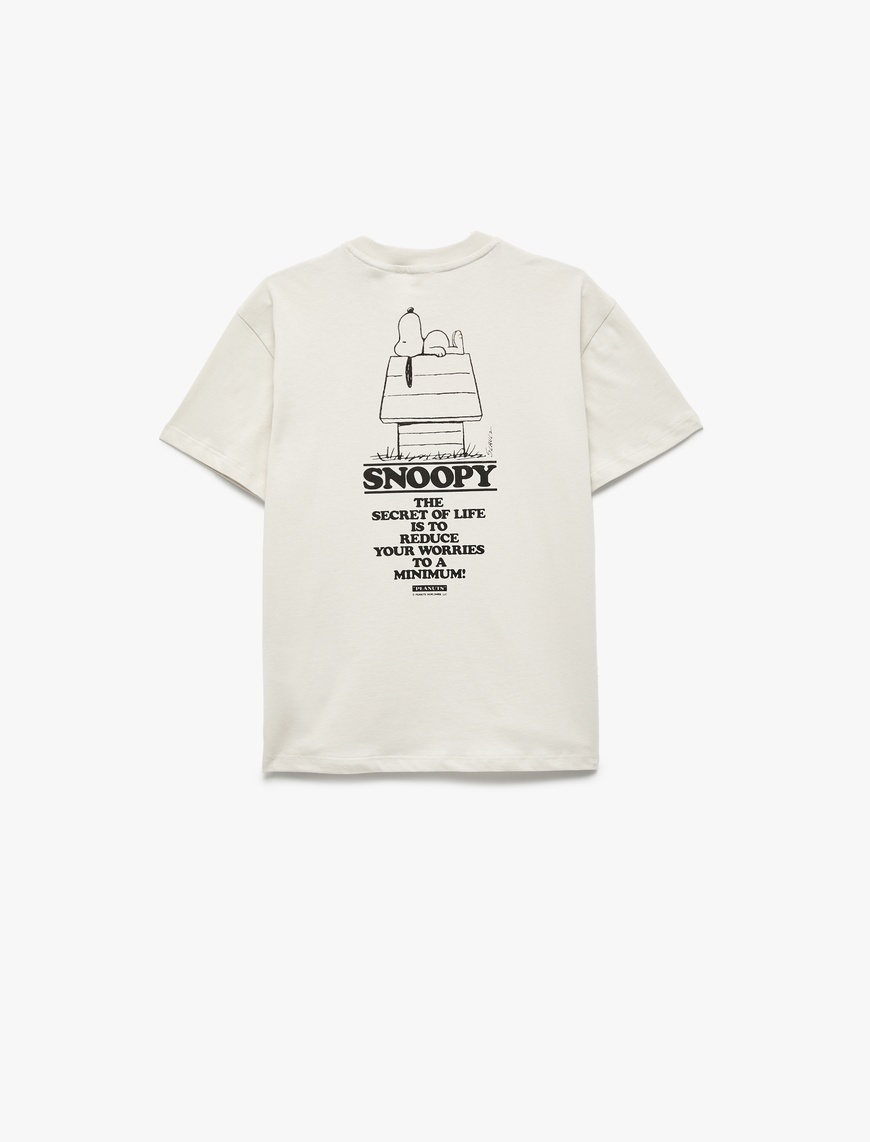  Erkek Çocuk Pamuklu Lisanslı Snoopy Baskılı Kısa Kollu Bisiklet Yaka Tişört
