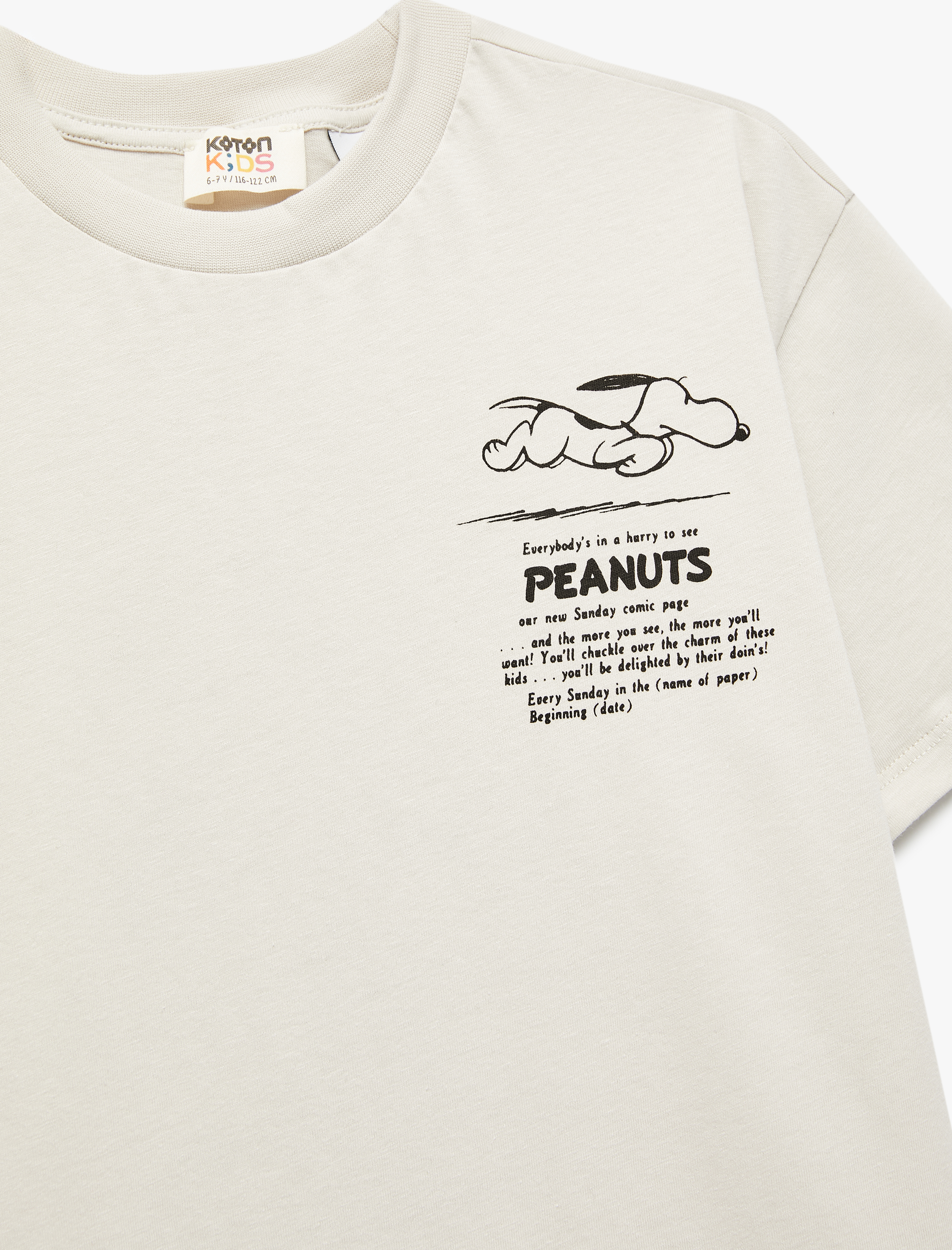  Erkek Çocuk Pamuklu Lisanslı Snoopy Baskılı Kısa Kollu Bisiklet Yaka Tişört