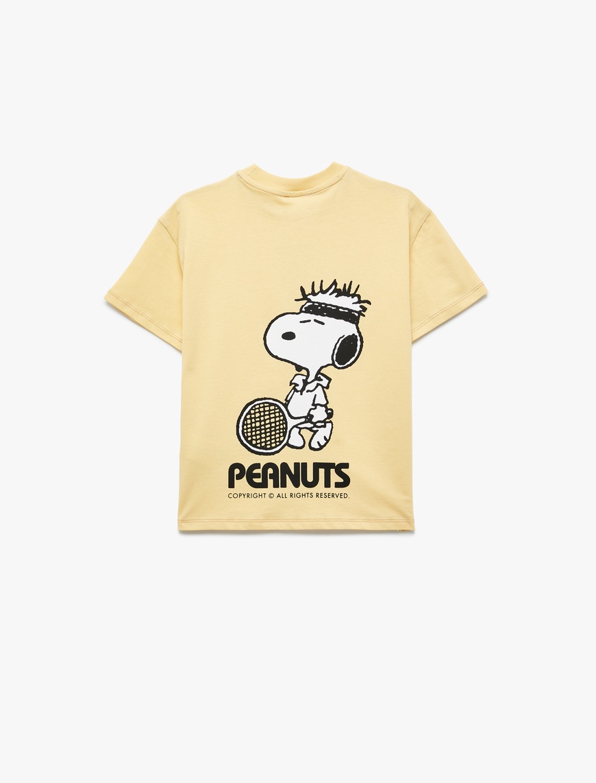  Erkek Çocuk Lisanslı Snoopy Baskılı Kısa Kollu Bisiklet Yaka Pamuklu Tişört