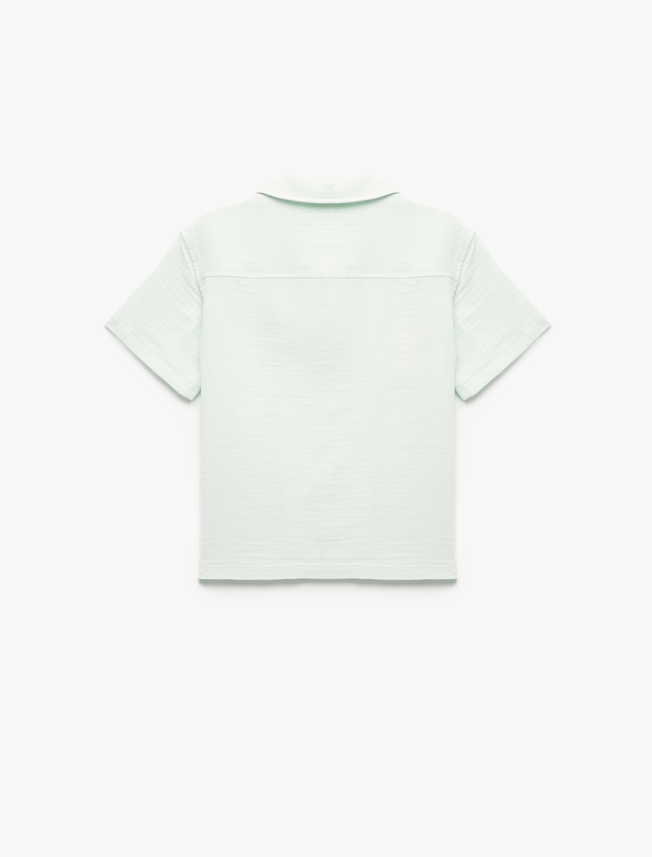  Erkek Çocuk Pamuklu Kısa Kollu Devrik Yaka Nakış Detaylı Gömlek