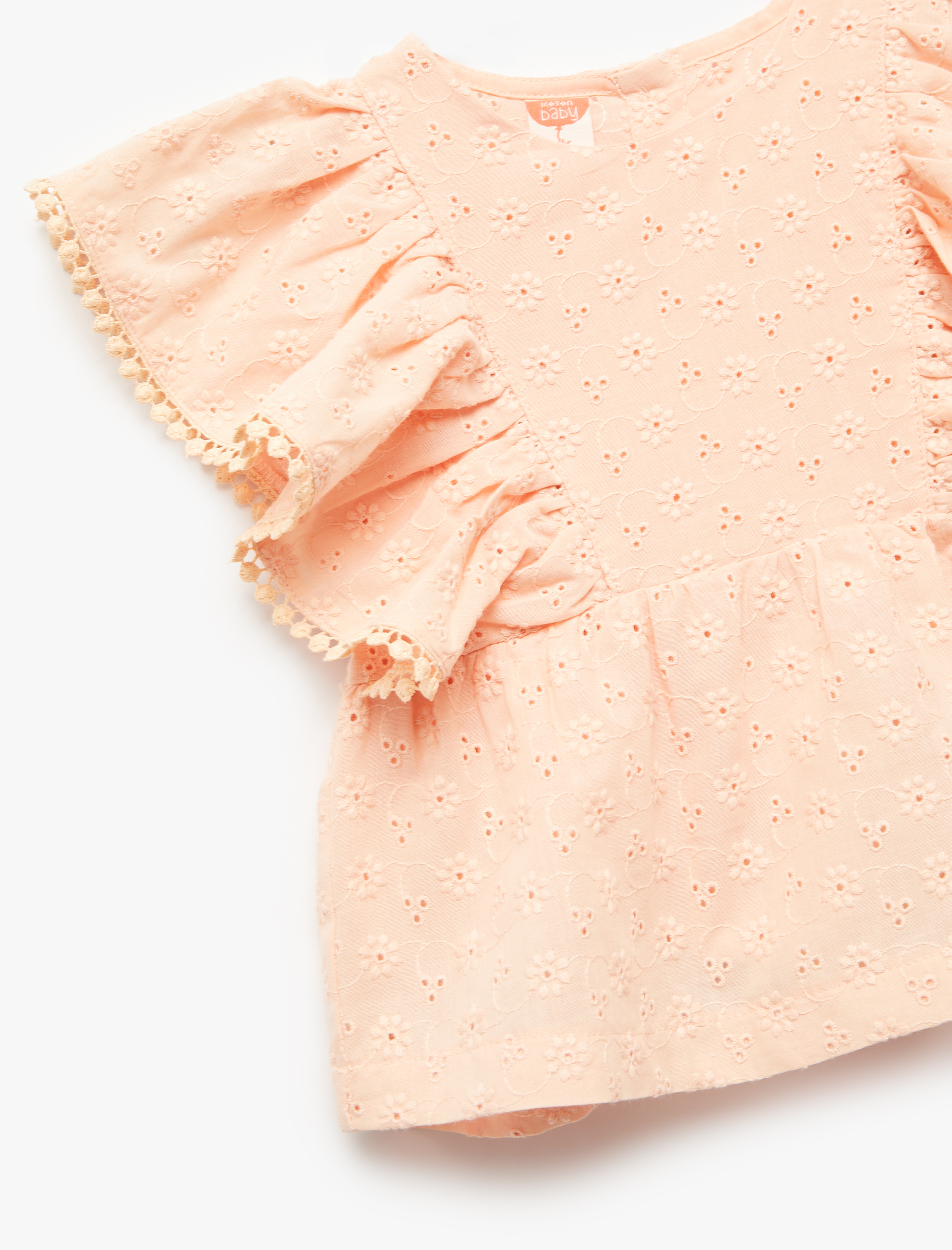  Kız Bebek Pamuklu Fırfır Detaylı Kolsuz Bisiklet Yaka Bluz