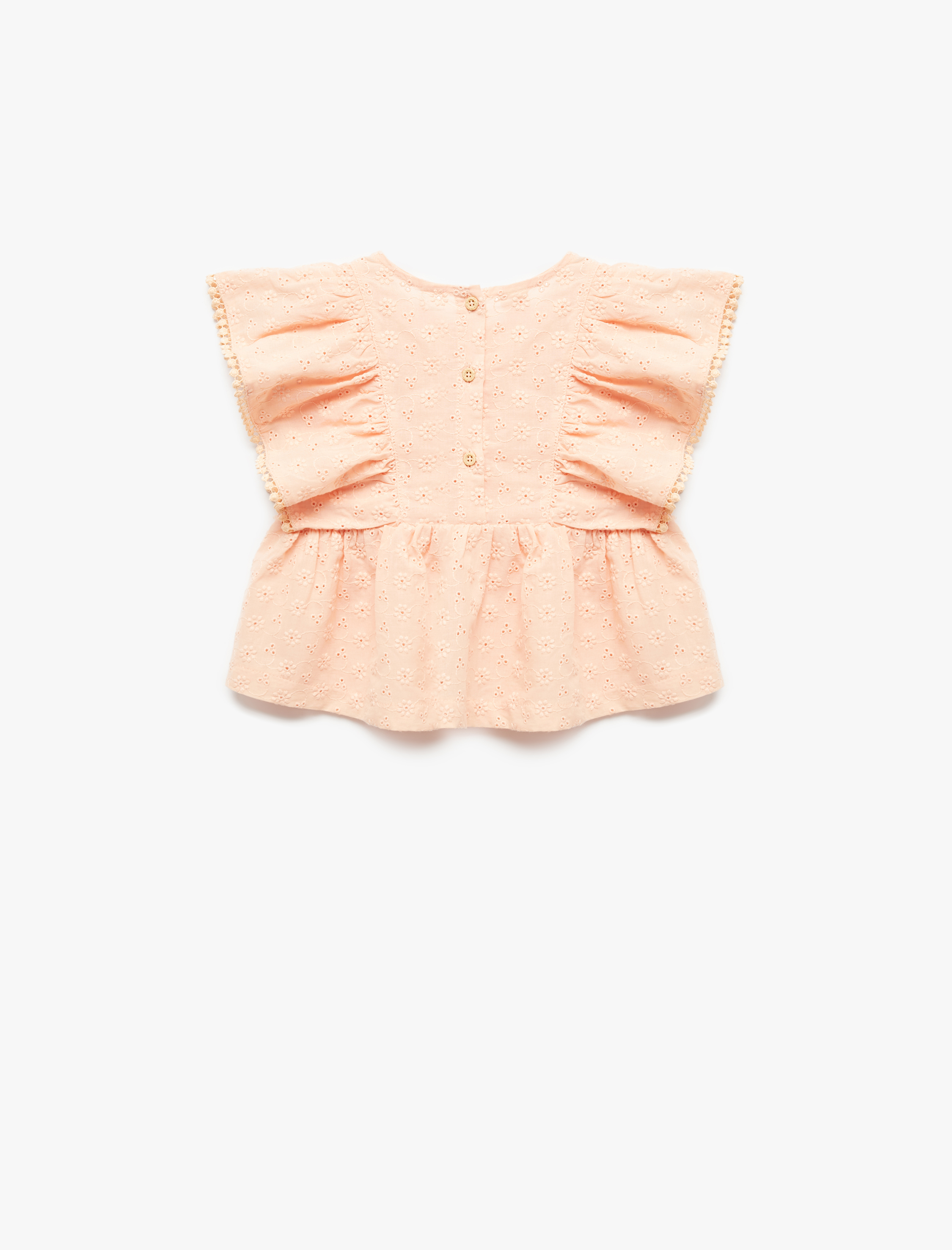  Kız Bebek Pamuklu Fırfır Detaylı Kolsuz Bisiklet Yaka Bluz