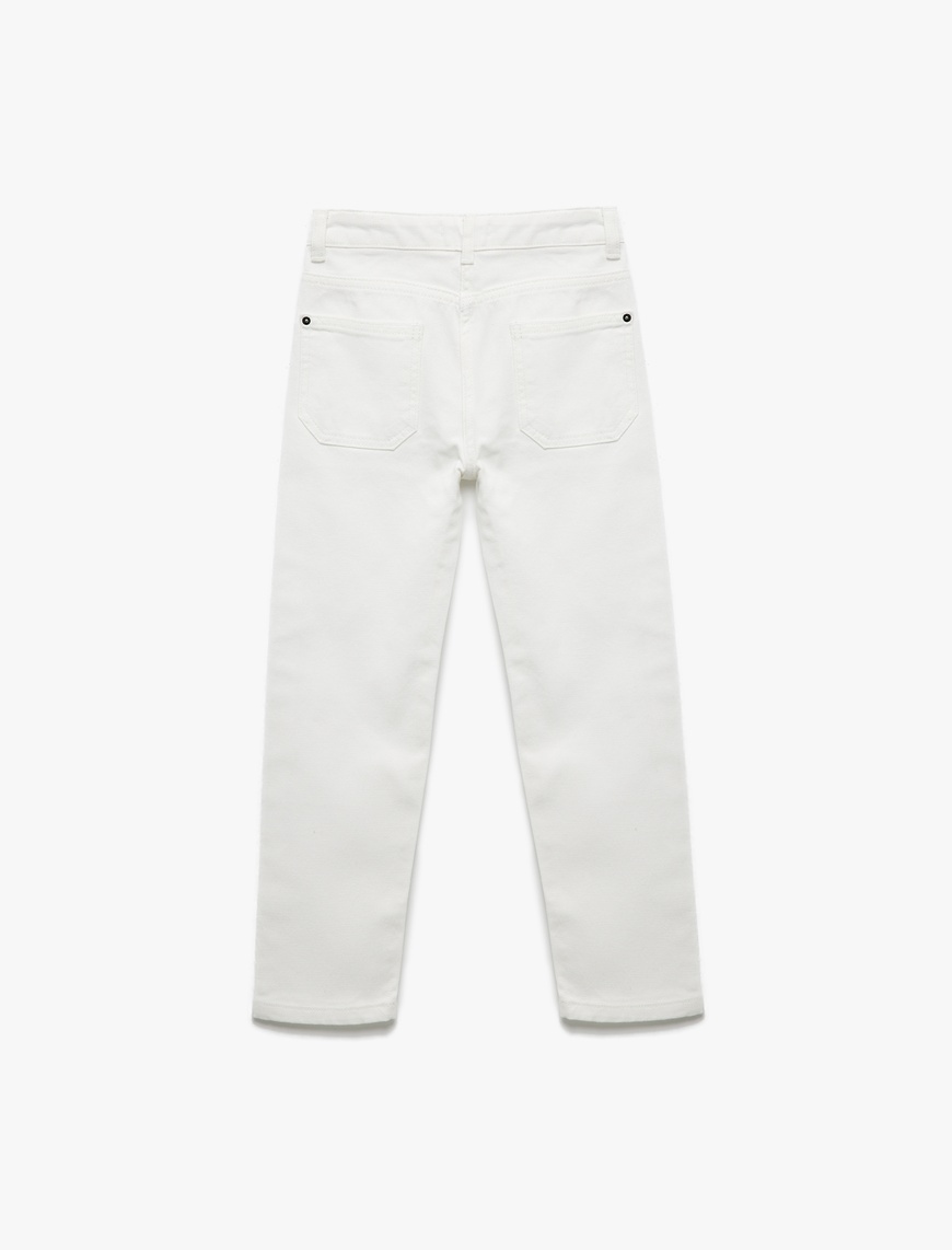  Erkek Çocuk Pamuklu Beli Ayarlanabilir Lastikli Denim Cepli Pantolon