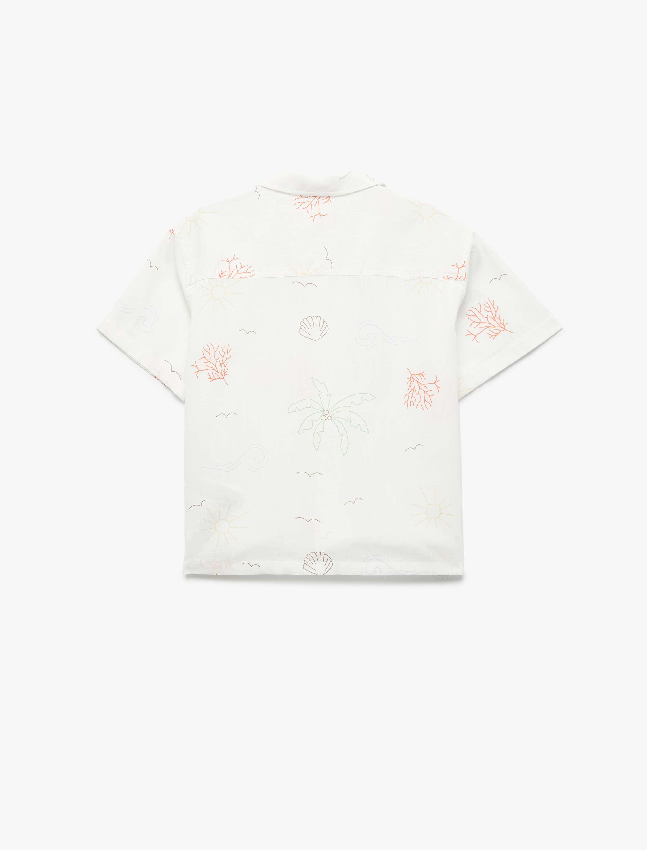  Erkek Çocuk Pamuklu Desenli Tek Cepli Kısa Kollu Gömlek