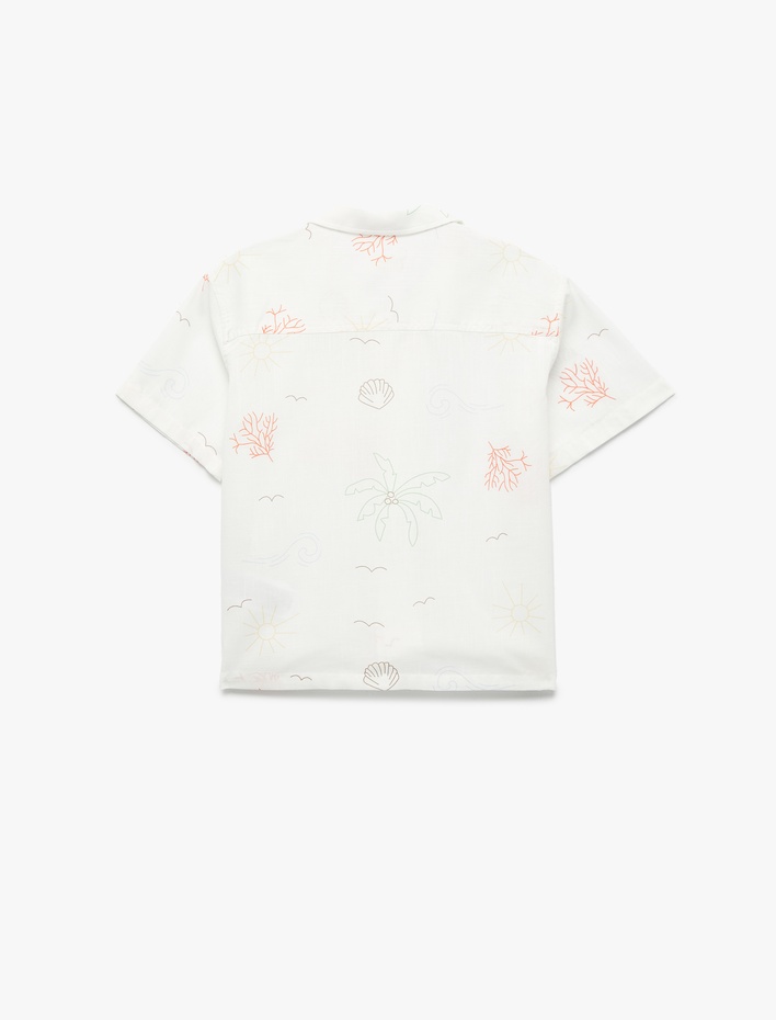 Erkek Çocuk Pamuklu Desenli Tek Cepli Kısa Kollu Gömlek