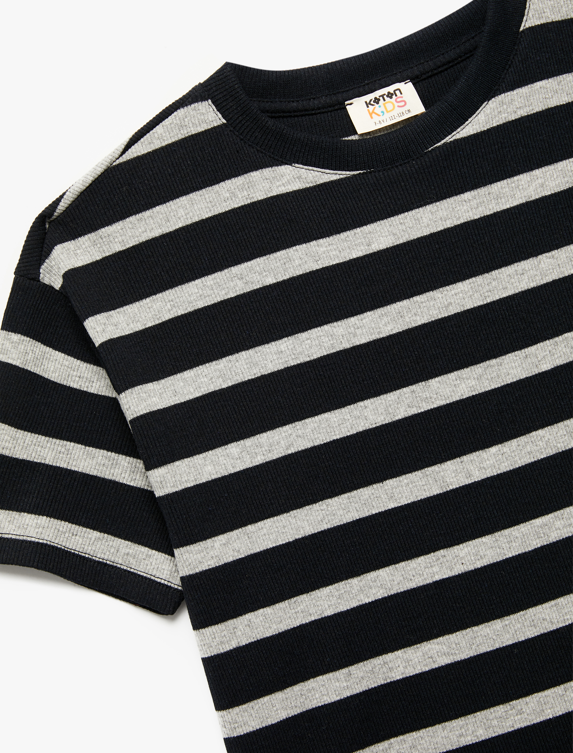  Erkek Çocuk Bisiklet Yaka Kısa Kollu Kaşkorse Çizgili Tişört