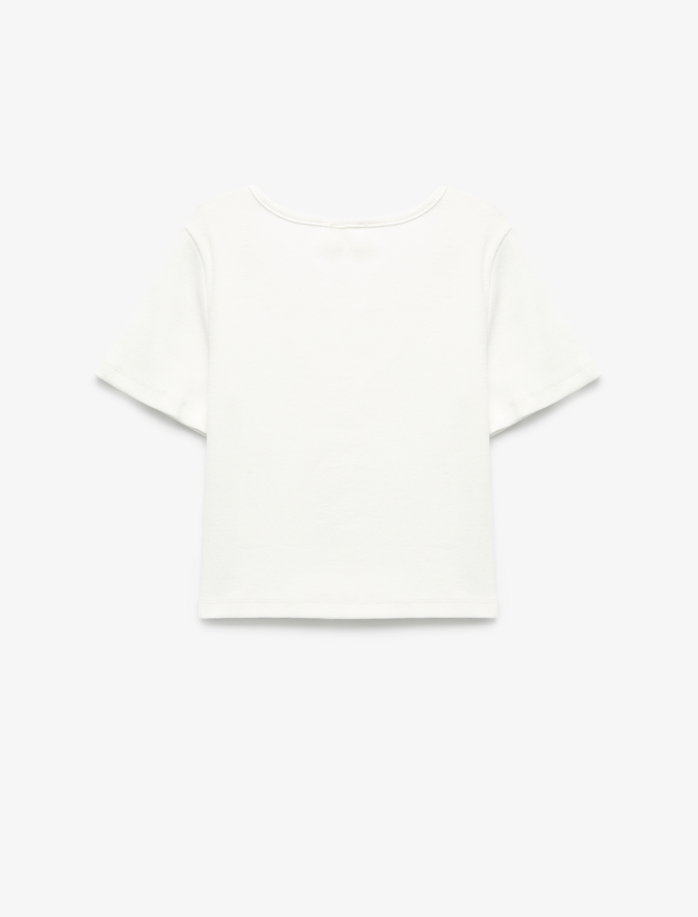  Kız Çocuk Fiyonk Detaylı Kısa Kollu Bisiklet Yaka Crop Tişört