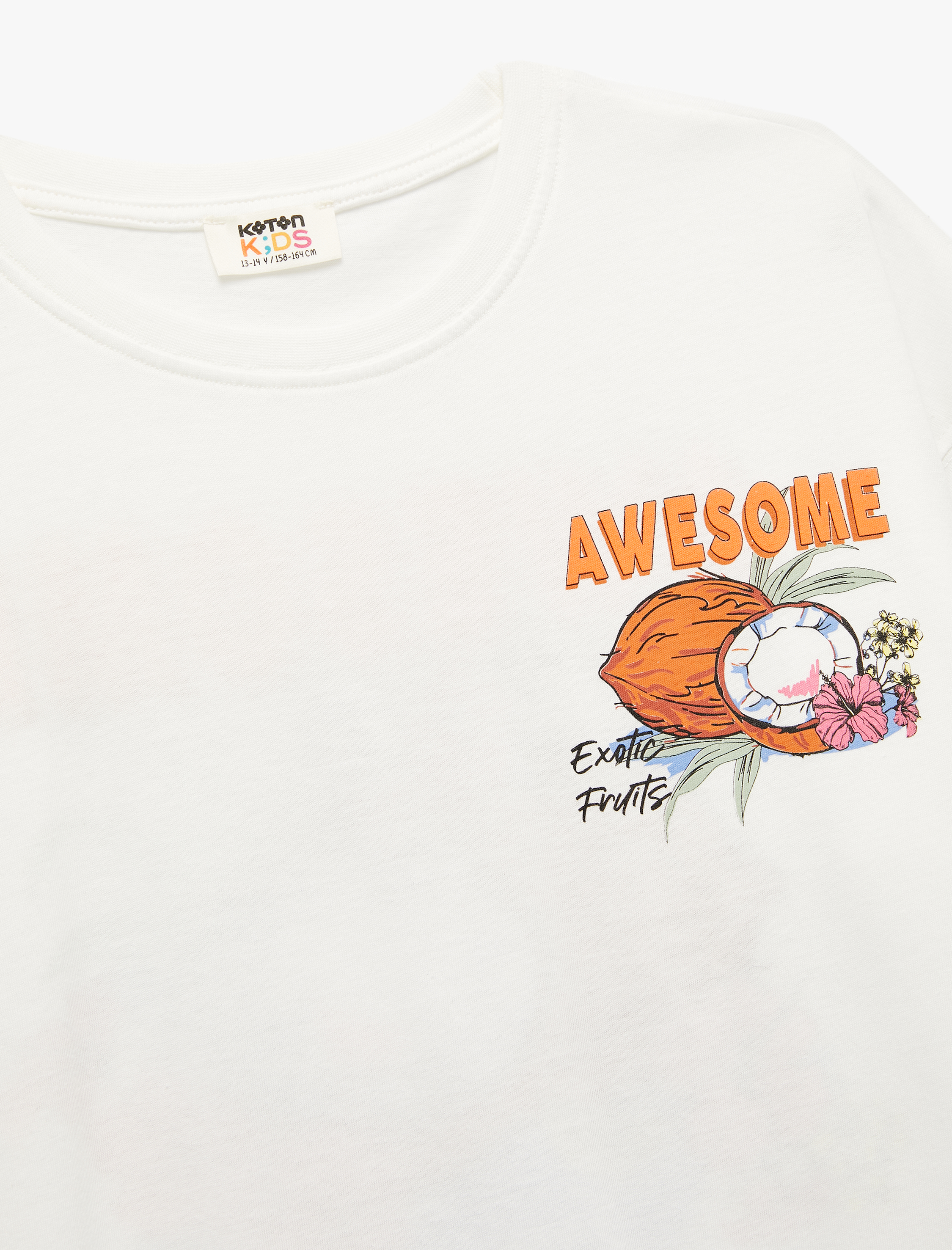  Kız Çocuk Baskılı Kısa Kollu Bisiklet Yaka Pamuklu Tişört