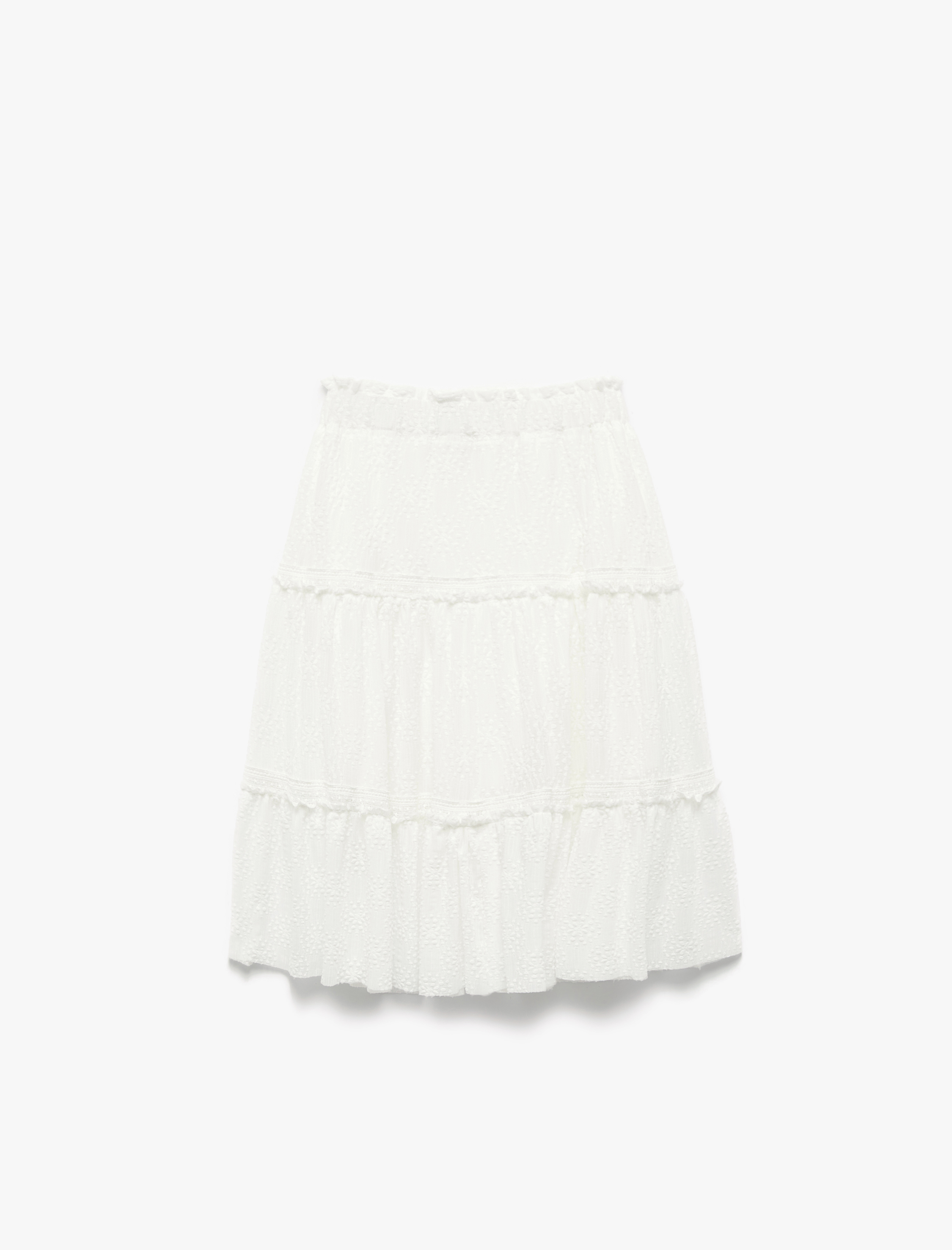 Kız Çocuk Beli Lastikli Katlı Midi Dantelli Etek