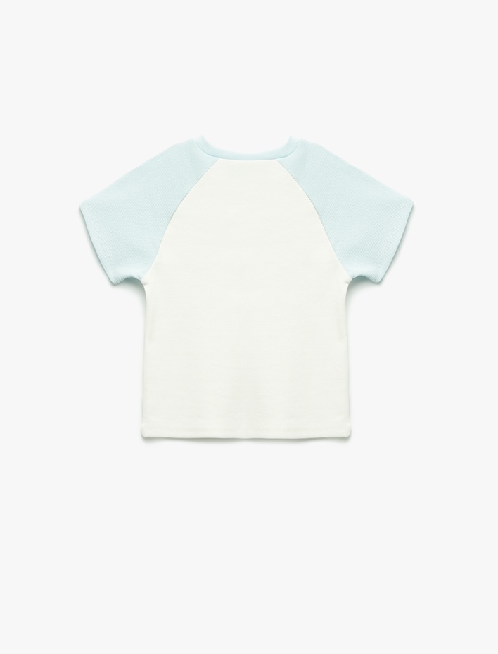 Kız Çocuk Kiraz Baskılı Kısa Kollu Bisiklet Yaka Pamuklu Crop Tişört