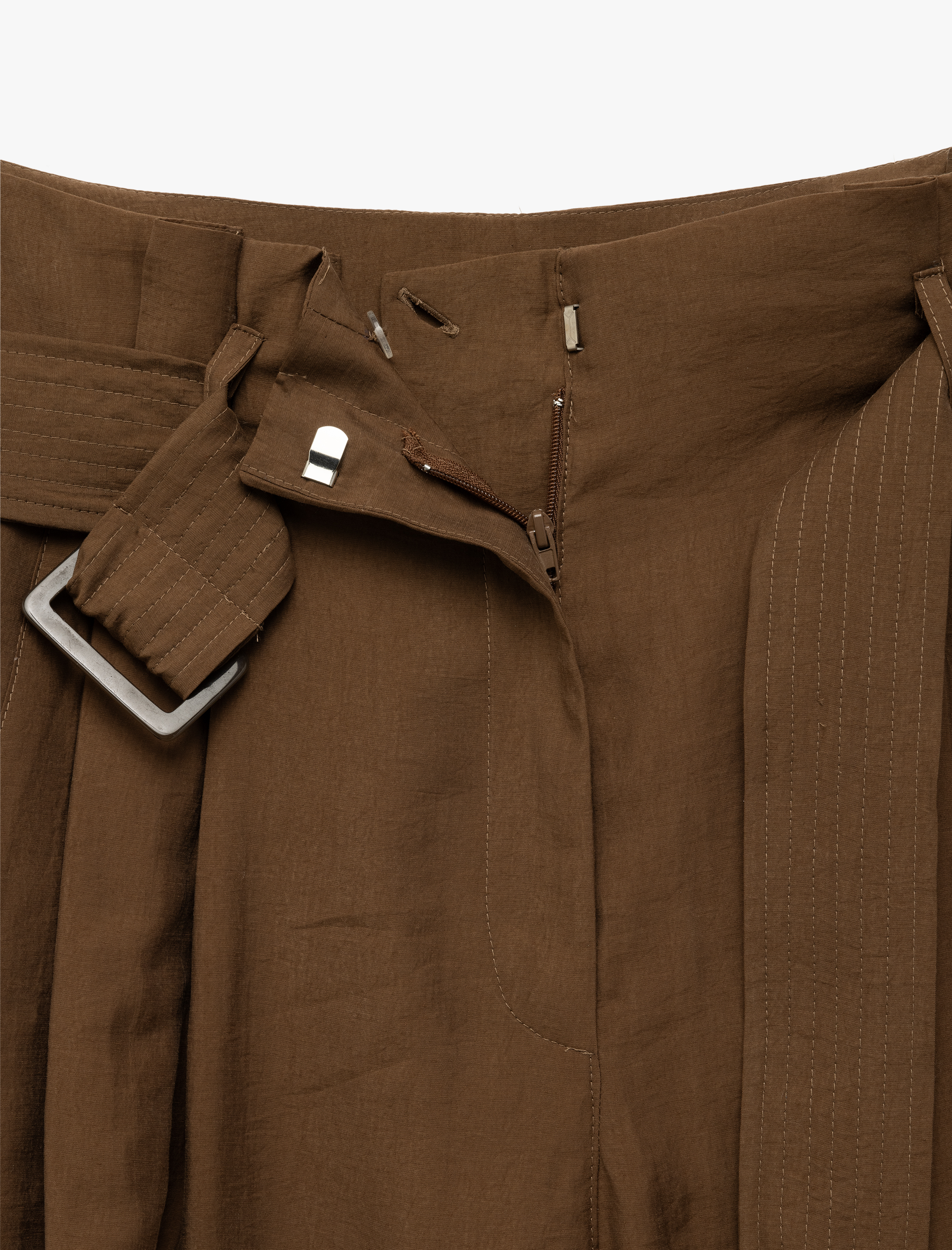   Yüksek Bel Pile Detaylı Cepli Modal Kumaş Bol Paça Pantolon