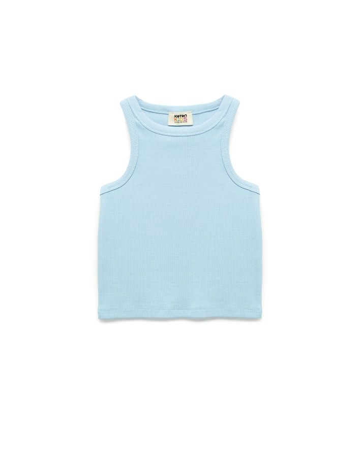 Kız Çocuk Ribanalı Kolsuz Bisiklet Yaka Pamuklu 2'li Ribanalı Atlet Seti