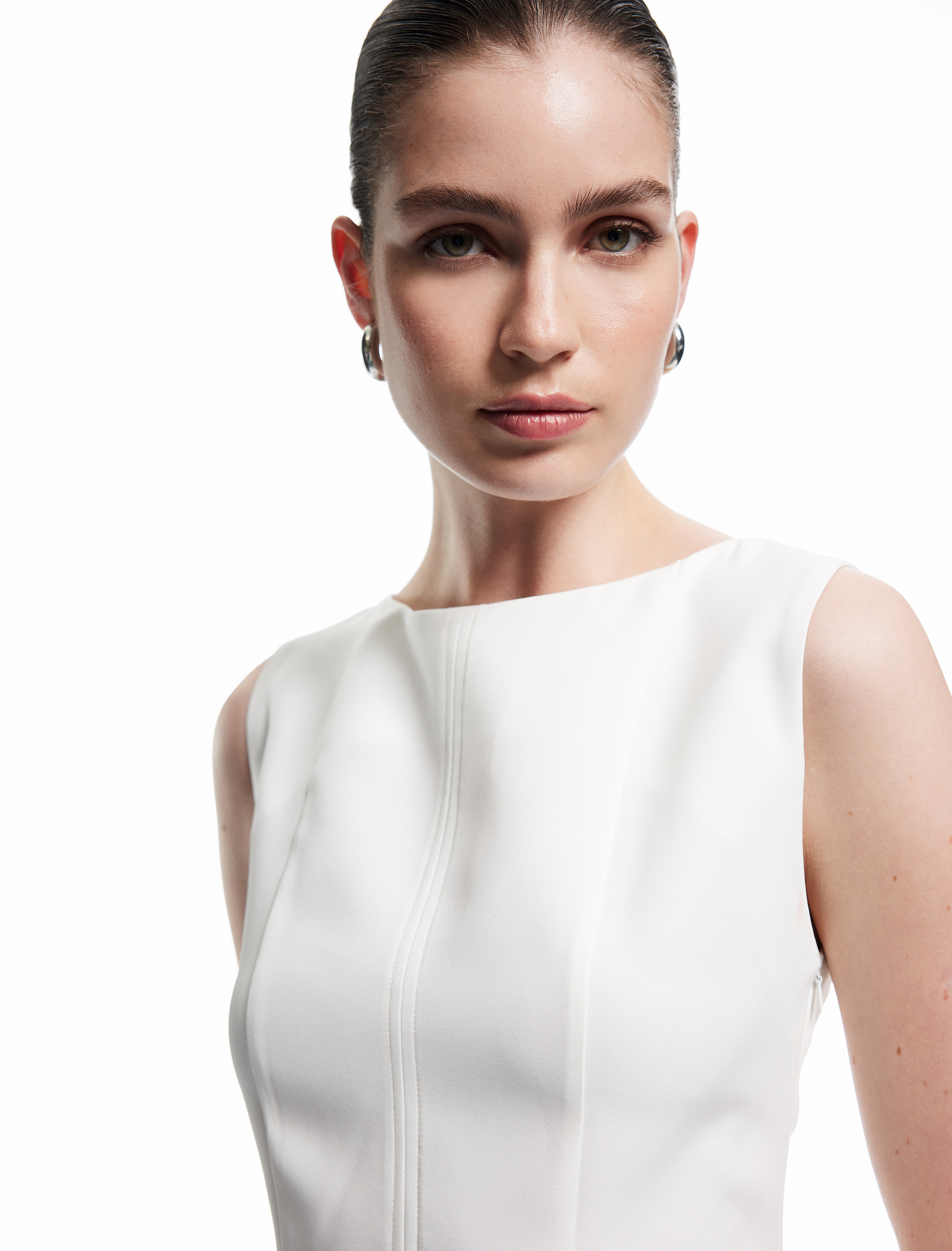   Bisiklet Yaka Basic Kolsuz Peplum Bluz