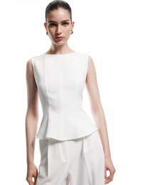 Bisiklet Yaka Basic Kolsuz Peplum Bluz