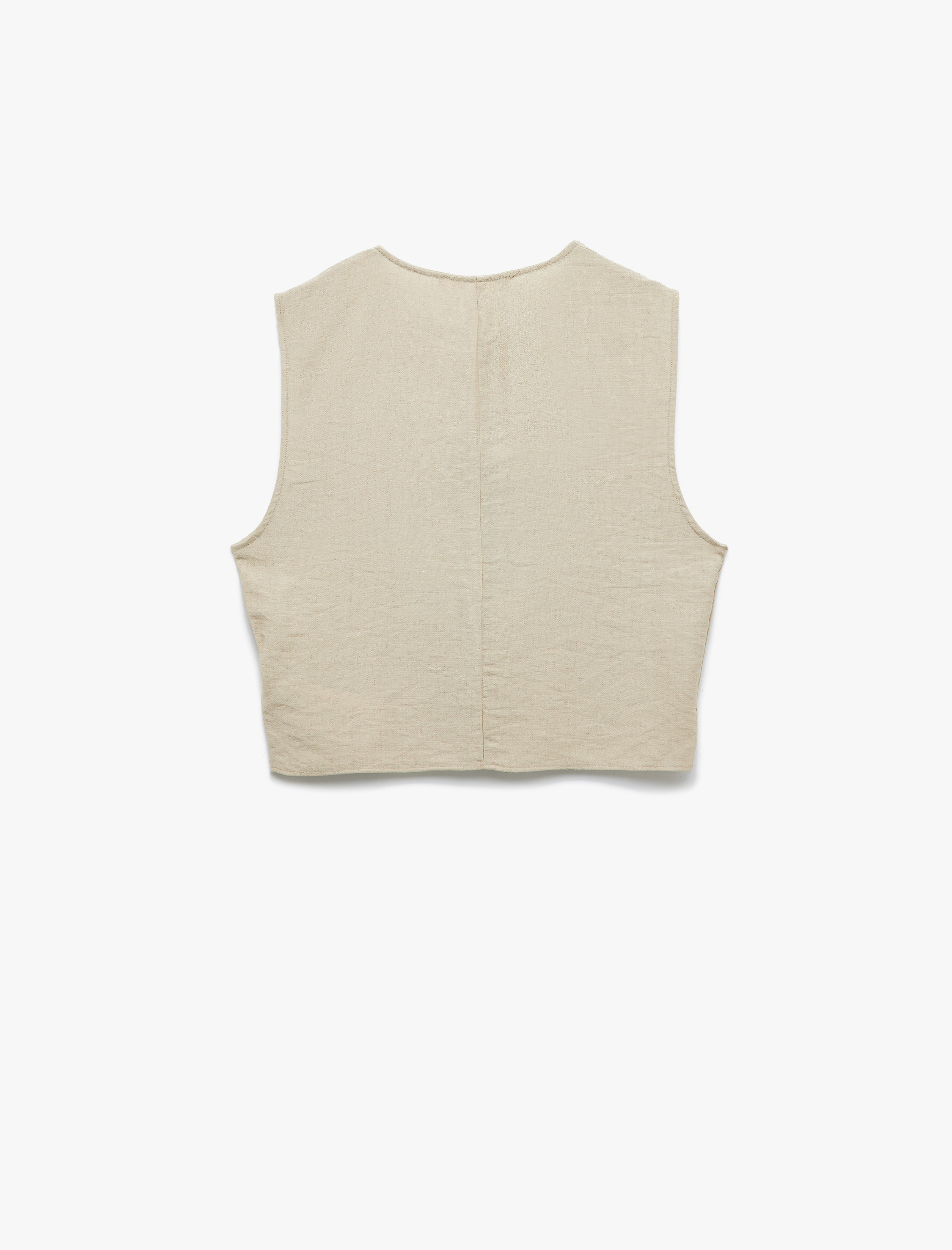   Kolsuz Viskon Kumaş Önden Bağlama Detaylı Fiyonklu Yelek