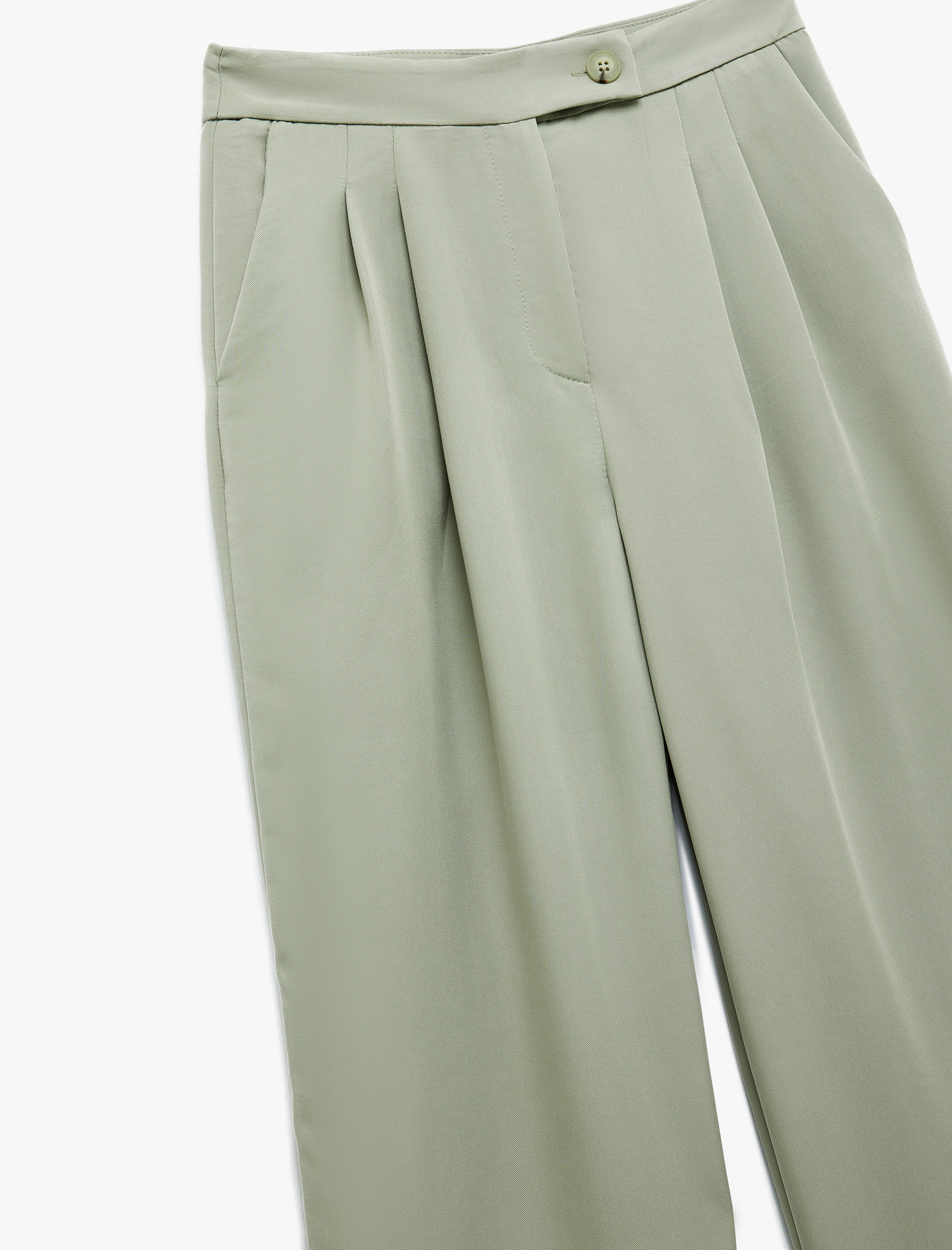   Rahat Kesim Cepli Pile Detaylı Modal Kumaş Karışımlı Palazzo Pantolon