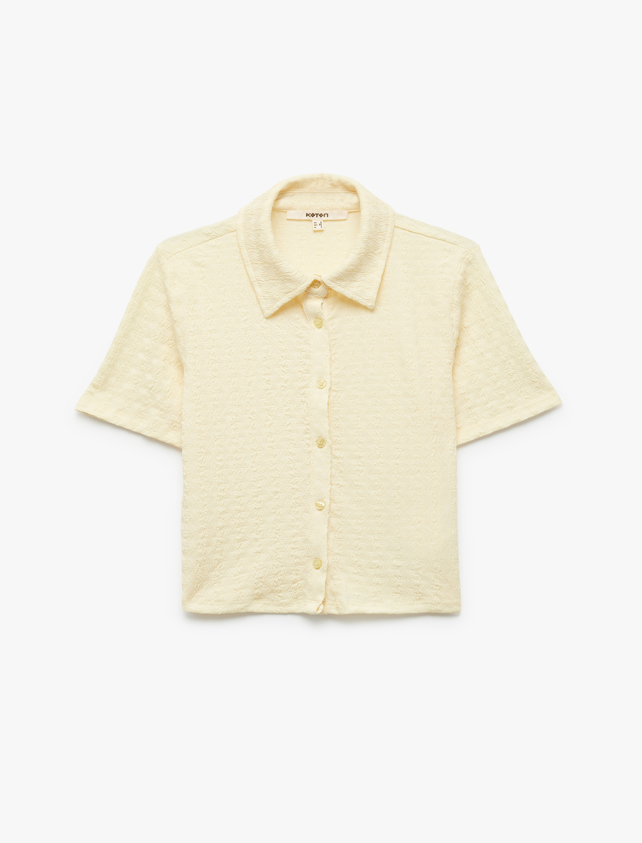   Bürümcük Kumaş Düğmeli Slim Fit Kısa Kollu Gömlek