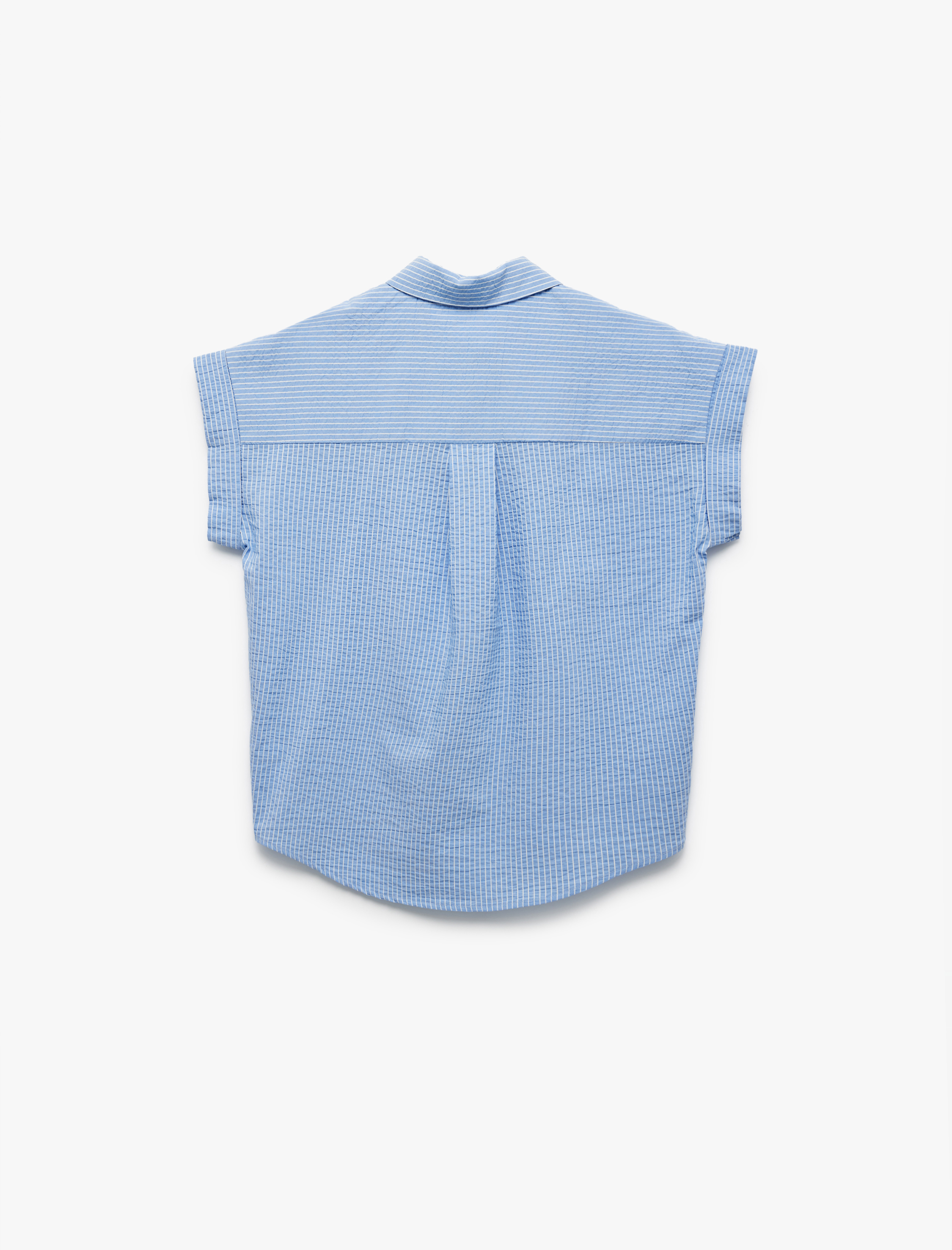   Klasik Yaka Çiçekli Nakış Detaylı Kolsuz Gömlek