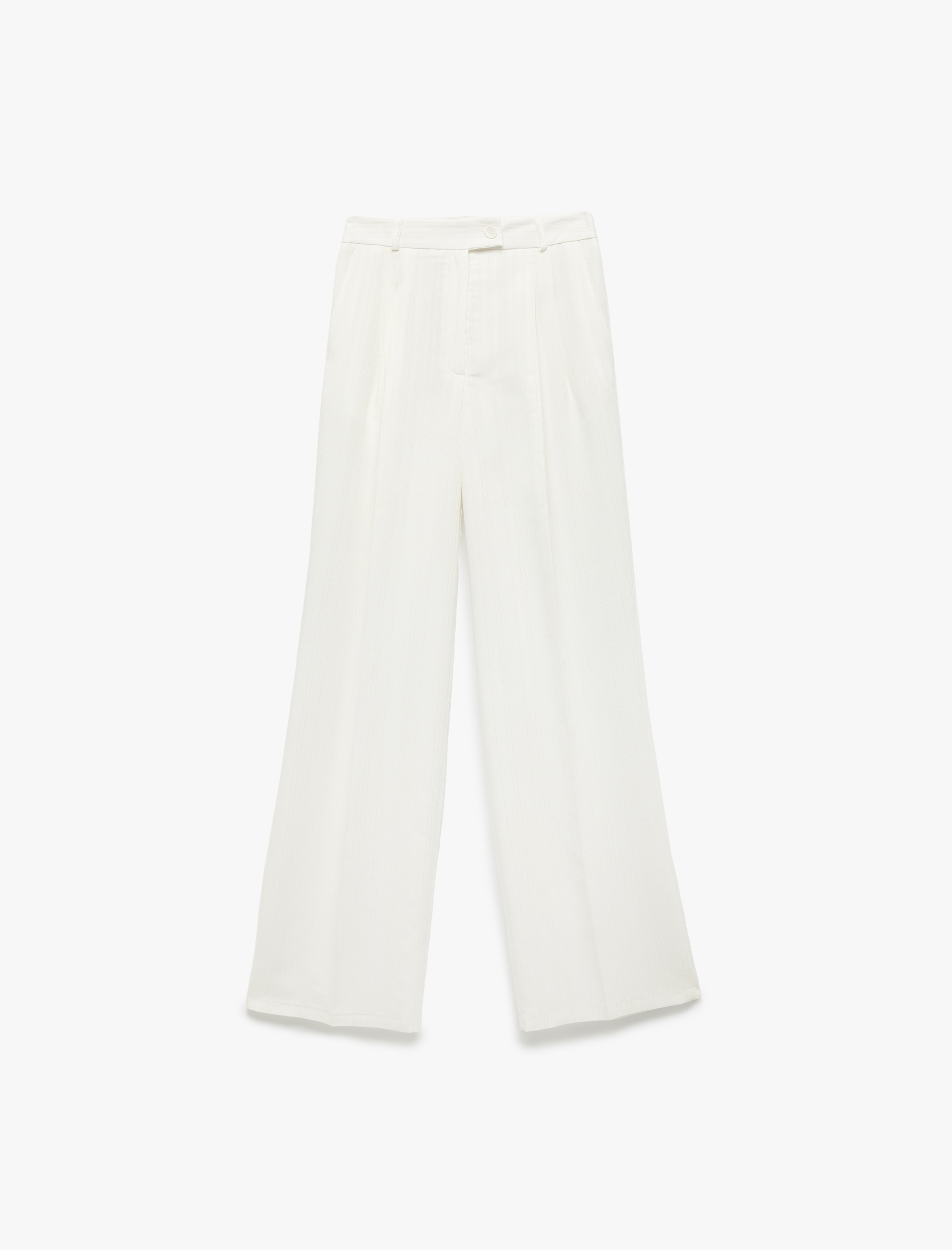   Viskon Kumaş Pile Detaylı Cepli Palazzo Pantolon