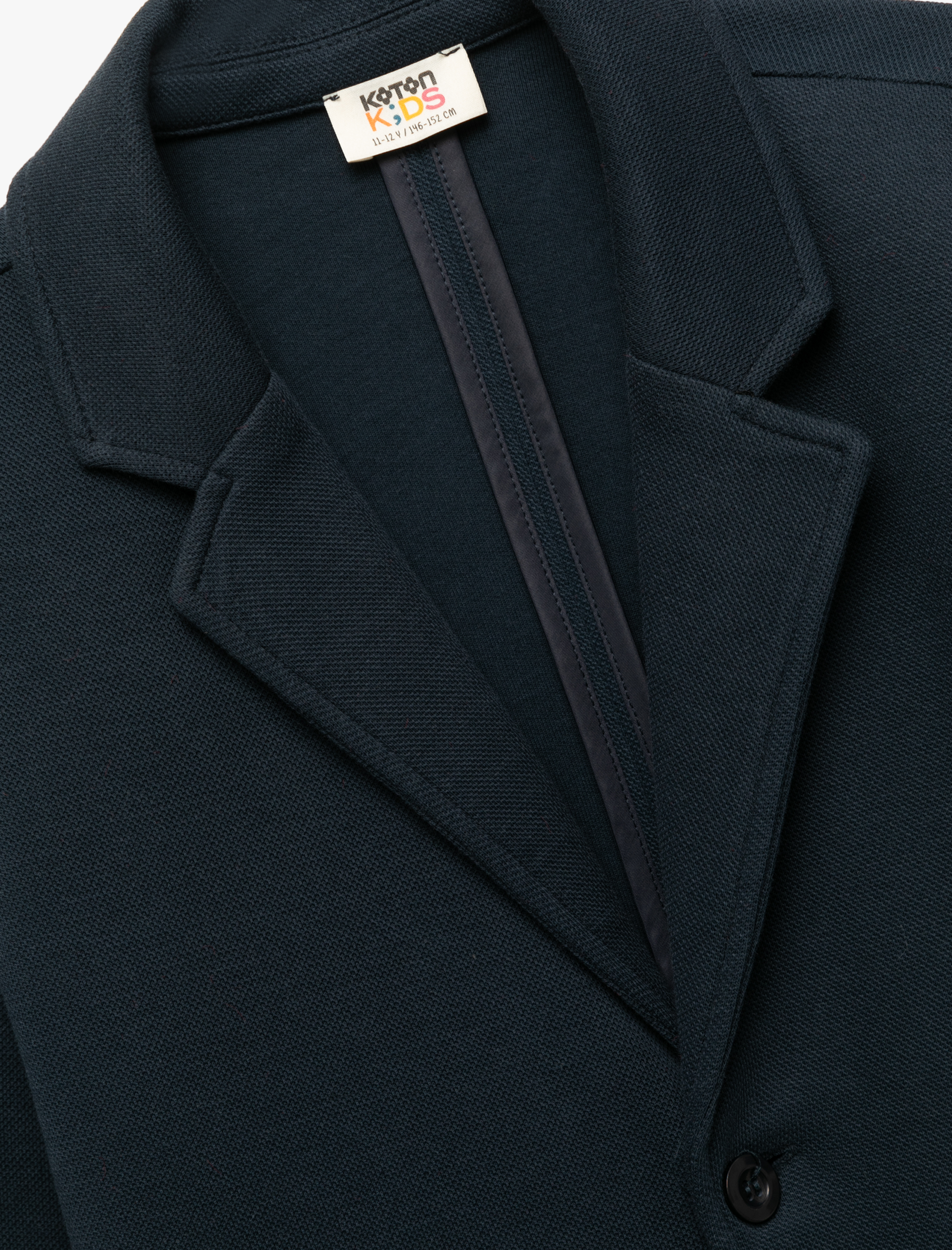  Erkek Çocuk Düğmeli Uzun Kollu Kruvaze Yaka Cepli Pamuklu Basic Okul Ceketi