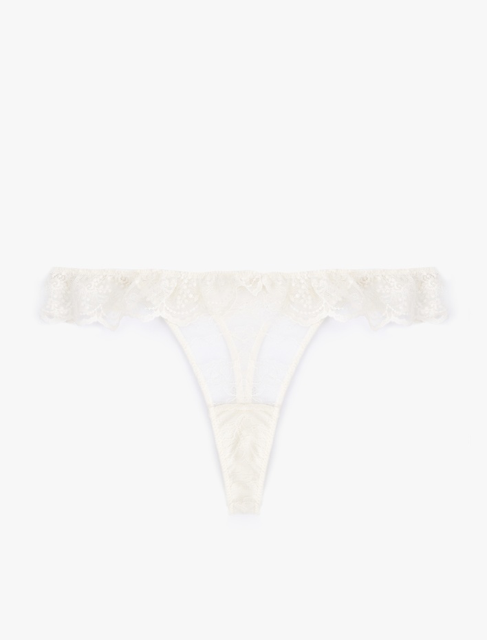  Transparan Dantelli Fırfırlı String Külot