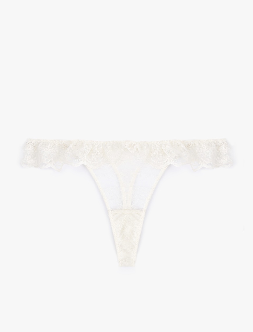   Transparan Dantelli Fırfırlı String Külot