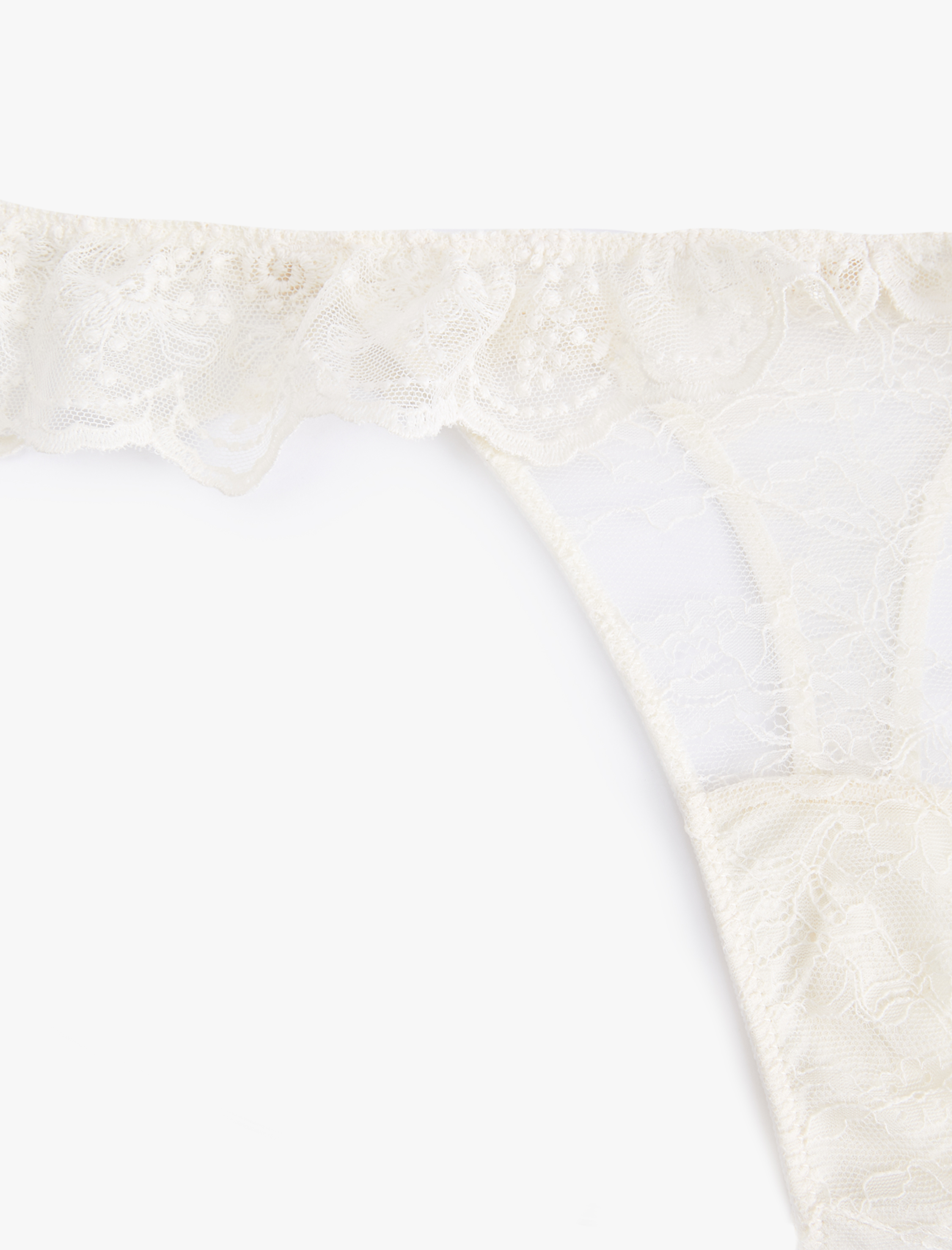   Transparan Dantelli Fırfırlı String Külot