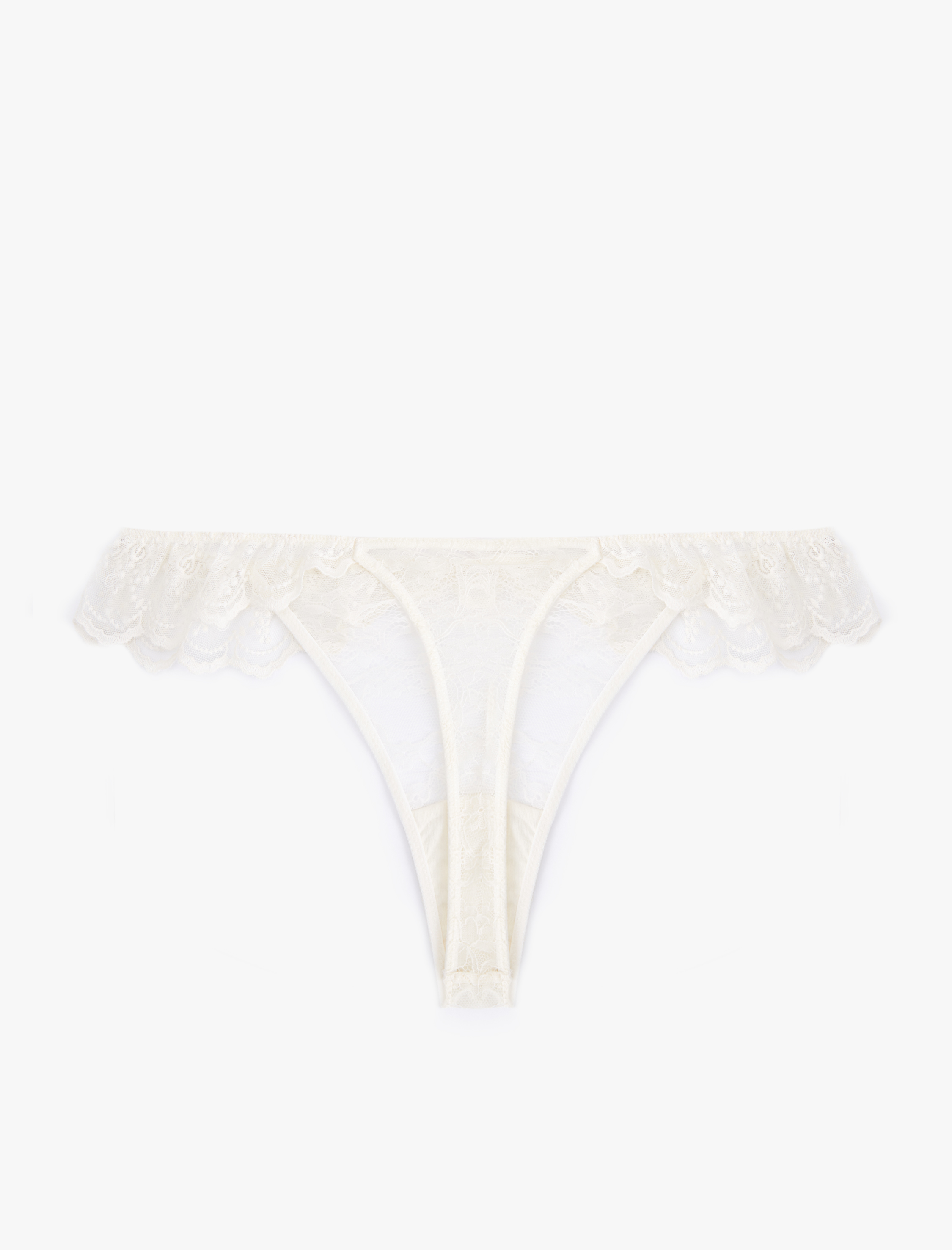   Transparan Dantelli Fırfırlı String Külot