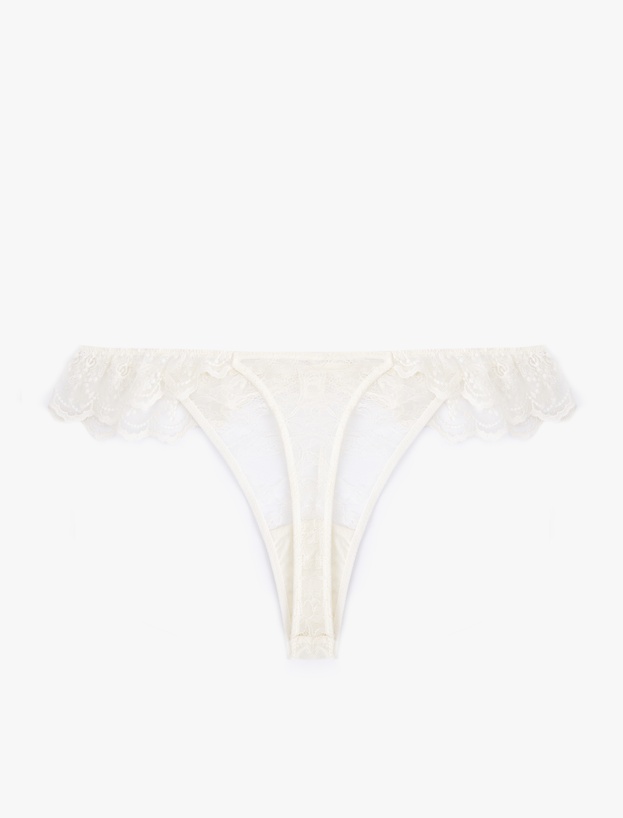 Transparan Dantelli Fırfırlı String Külot_1