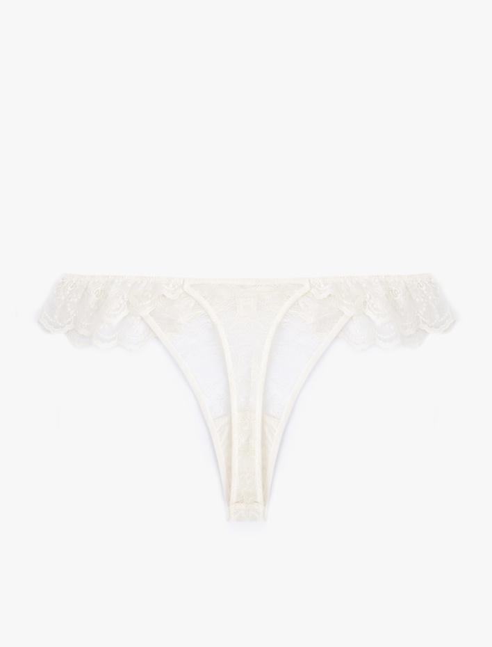 Transparan Dantelli Fırfırlı String Külot