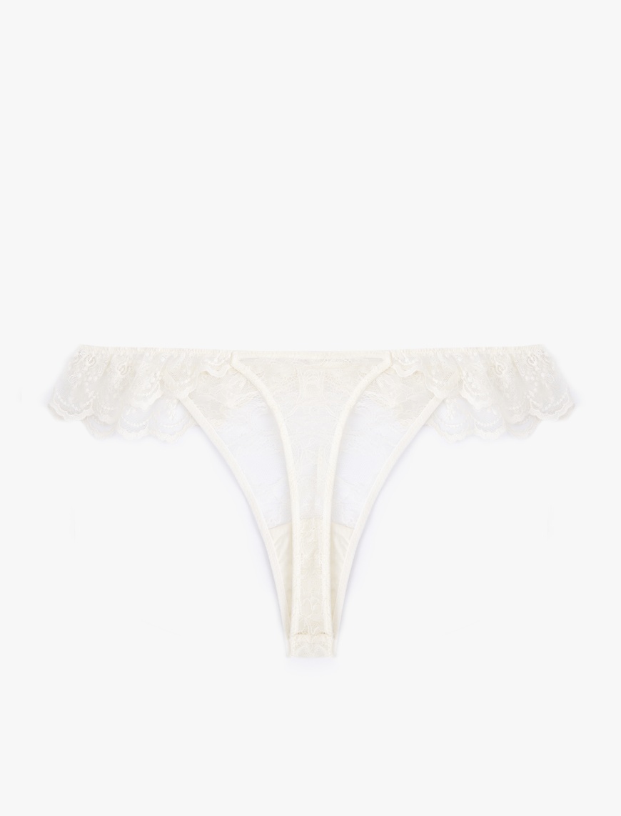   Transparan Dantelli Fırfırlı String Külot