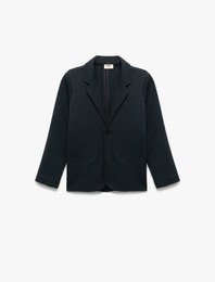 Düğmeli Uzun Kollu Kruvaze Yaka Cepli Pamuklu Basic Okul Ceketi