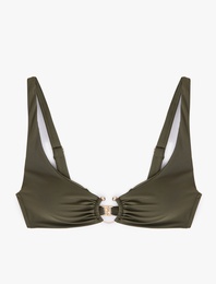 Astarlı Hafif Destekli Metal Aksesuarlı Bikini Üstü