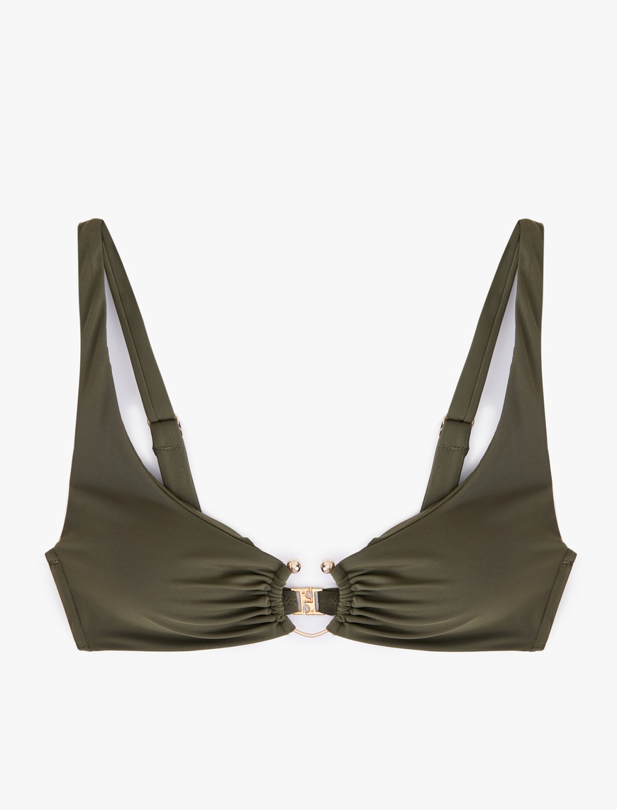   Astarlı Hafif Destekli Metal Aksesuarlı Bikini Üstü