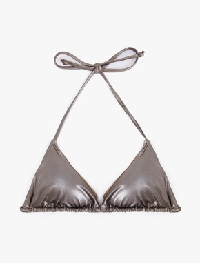 İnce Askılı Parlak Üçgen Bikini Üstü