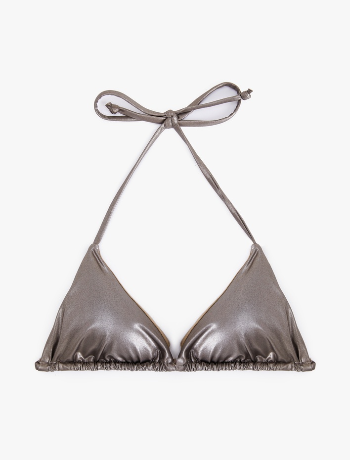  İnce Askılı Parlak Üçgen Bikini Üstü