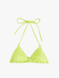 Boyundan Bağlamalı Parlak Üçgen Bikini Üstü
