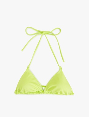 Boyundan Bağlamalı Parlak Üçgen Bikini Üstü
