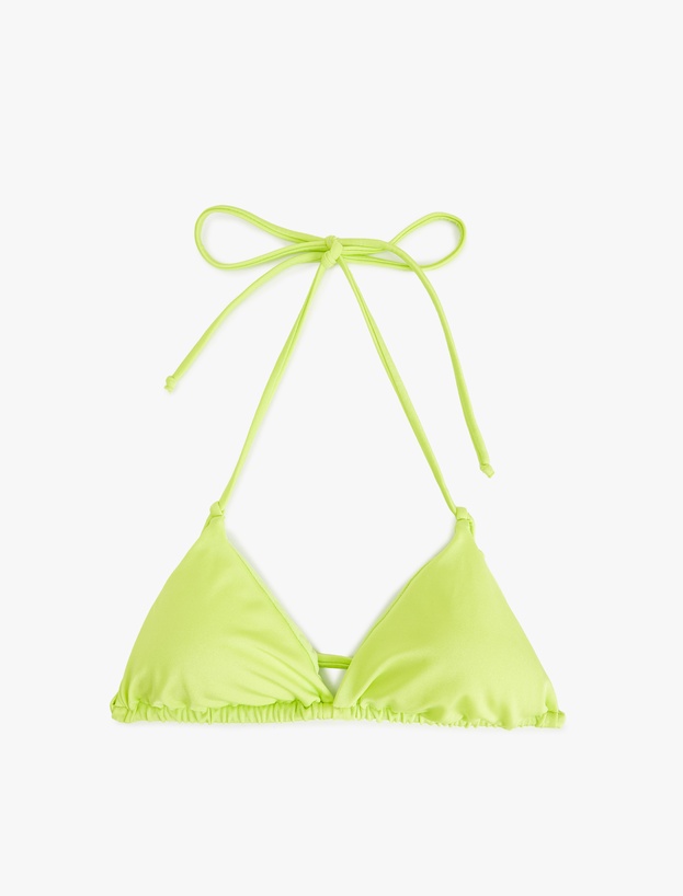 Boyundan Bağlamalı Parlak Üçgen Bikini Üstü_0