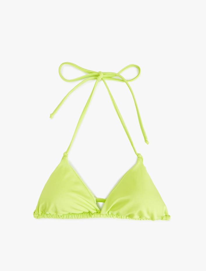  Boyundan Bağlamalı Parlak Üçgen Bikini Üstü