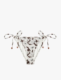 Boncuk Detaylı İpli Çiçekli Bikini Altı
