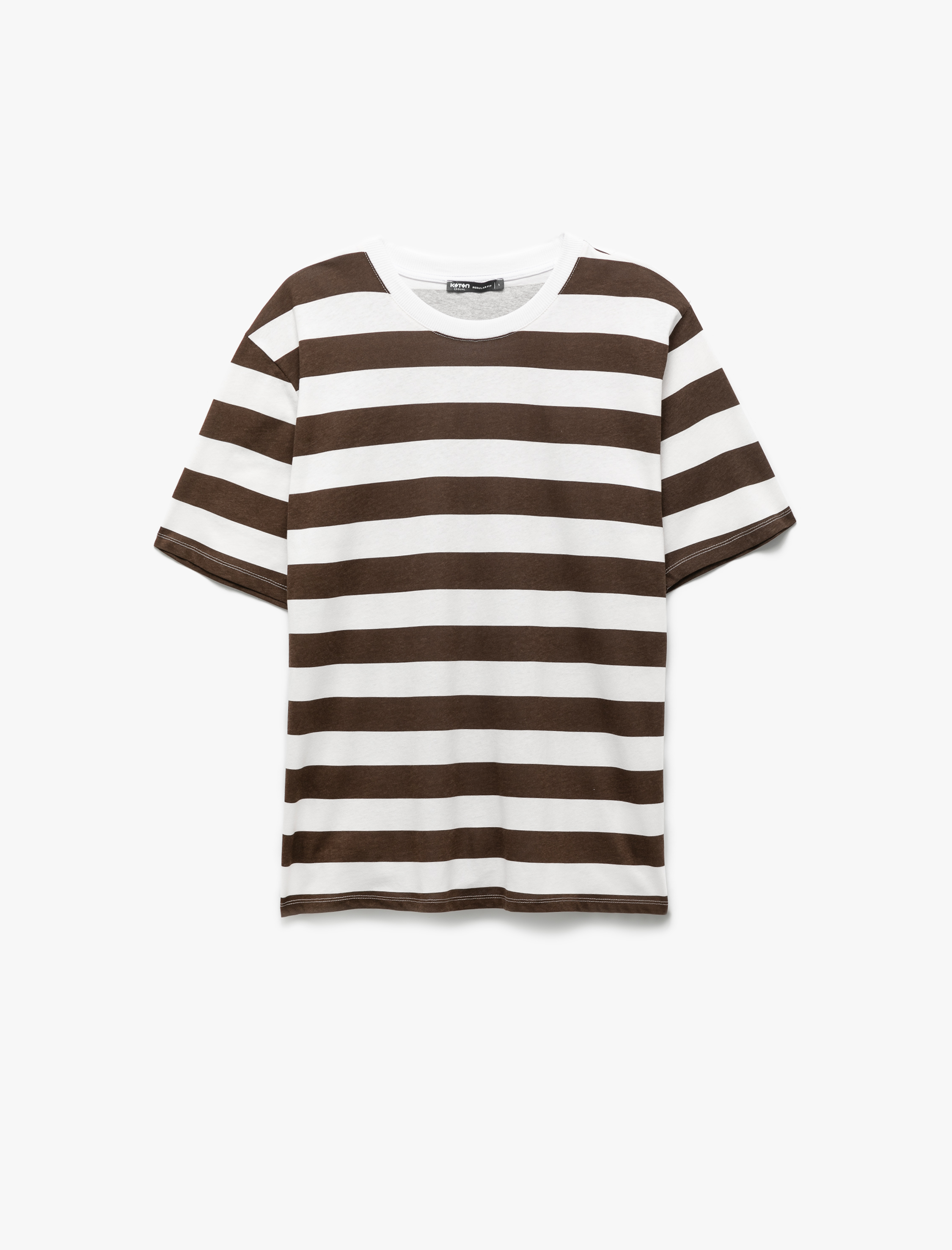   Bisiklet Yaka Pamuklu Regular Fit Kısa Kollu Çizgili Tişört